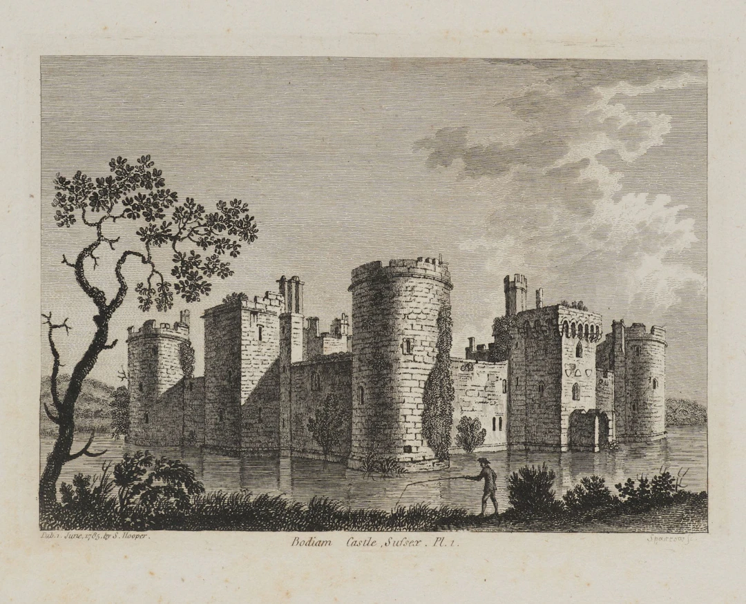 SPARROW (18th), Bodiam Castle, Sussex, 1785, Etching Sparrow (18th