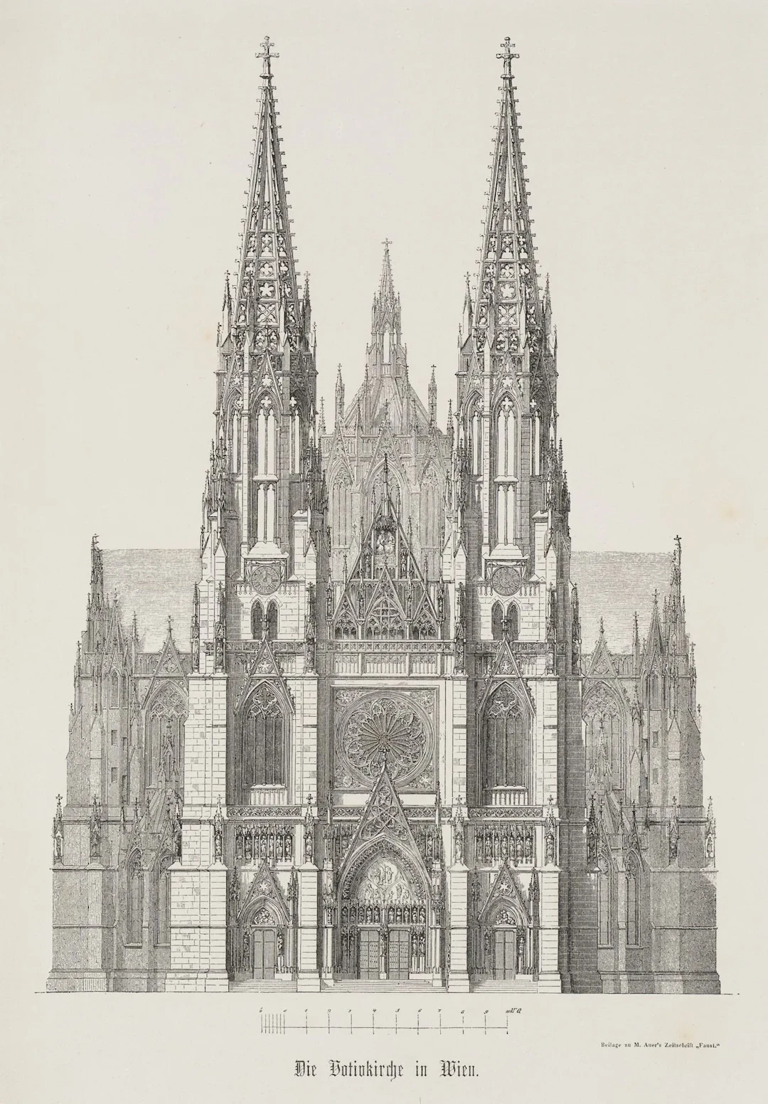 Unknown (19th century), Elevation of the Votivkirche in Vienna, around