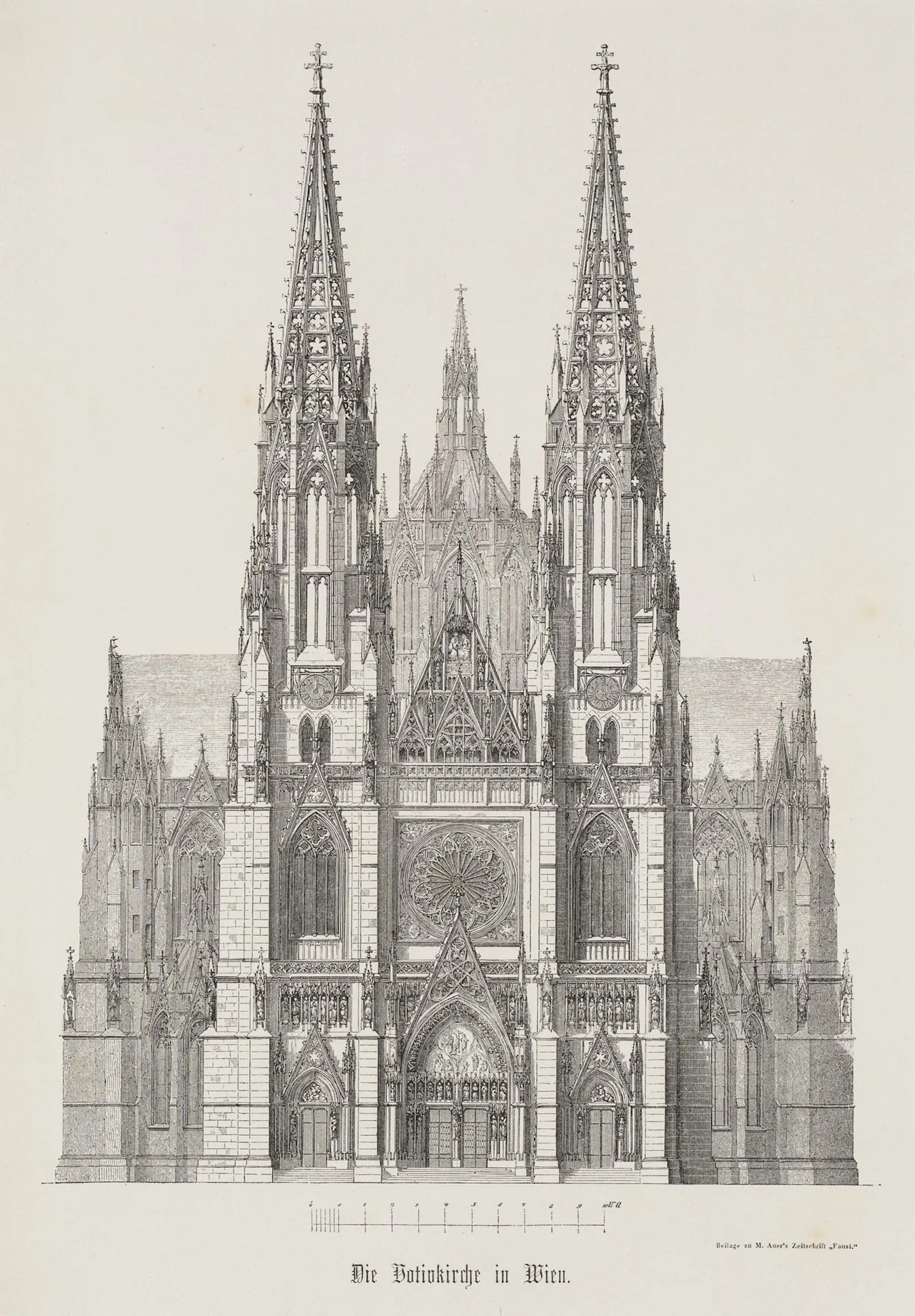 Unknown (19th century), Elevation of the Votivkirche in Vienna, around
