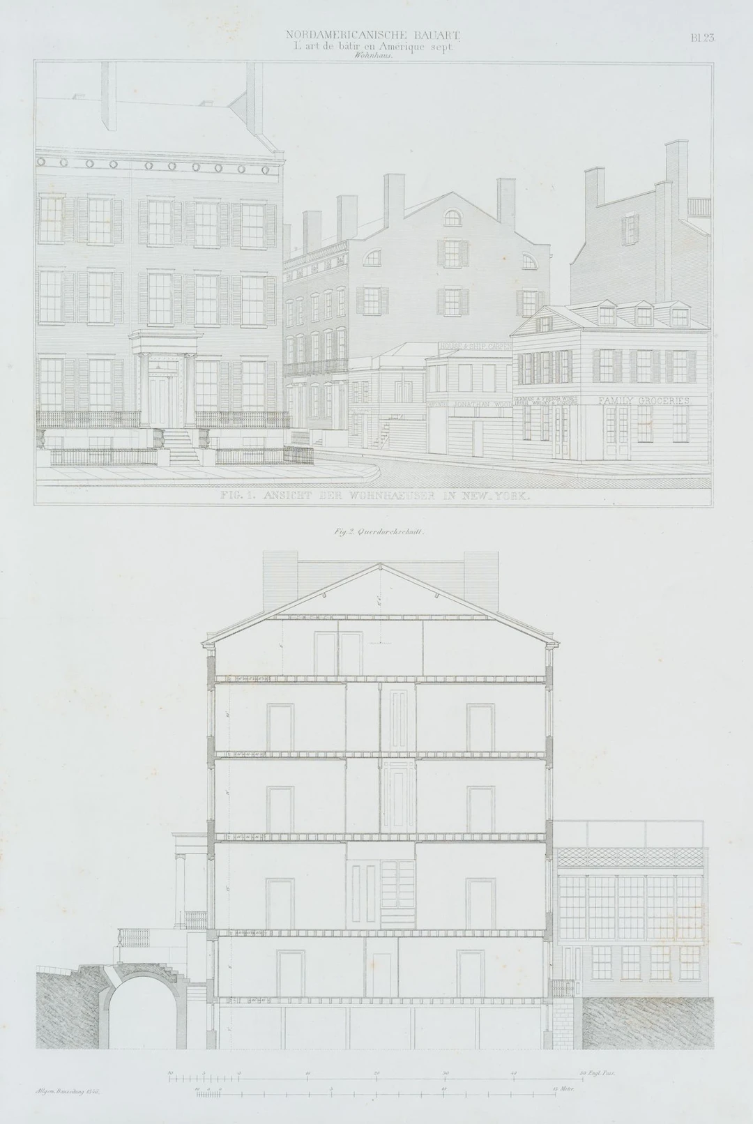 Unknown (19th century), Residential buildings in New York, cross-section