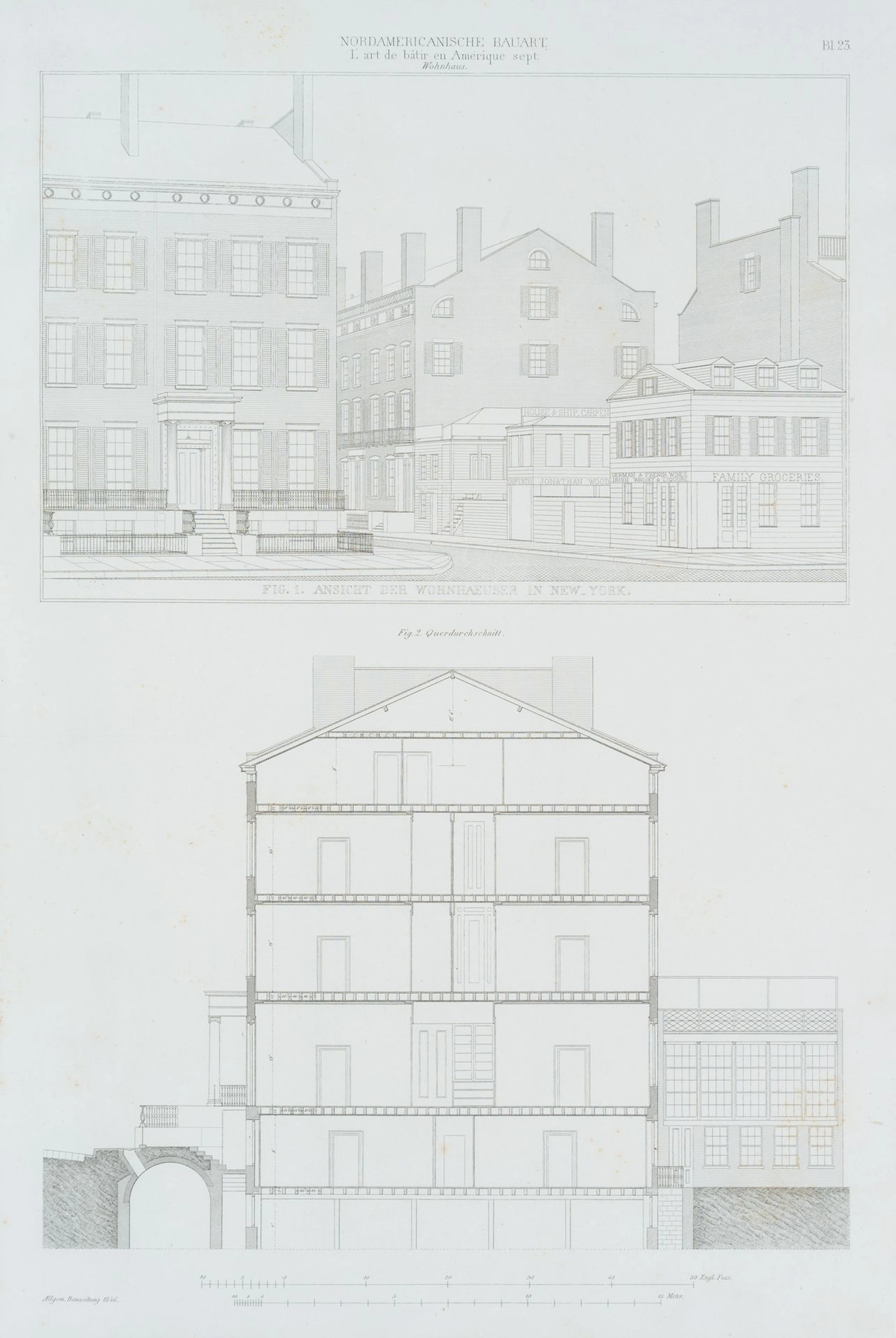 Unknown (19th century), Residential buildings in New York, cross-section