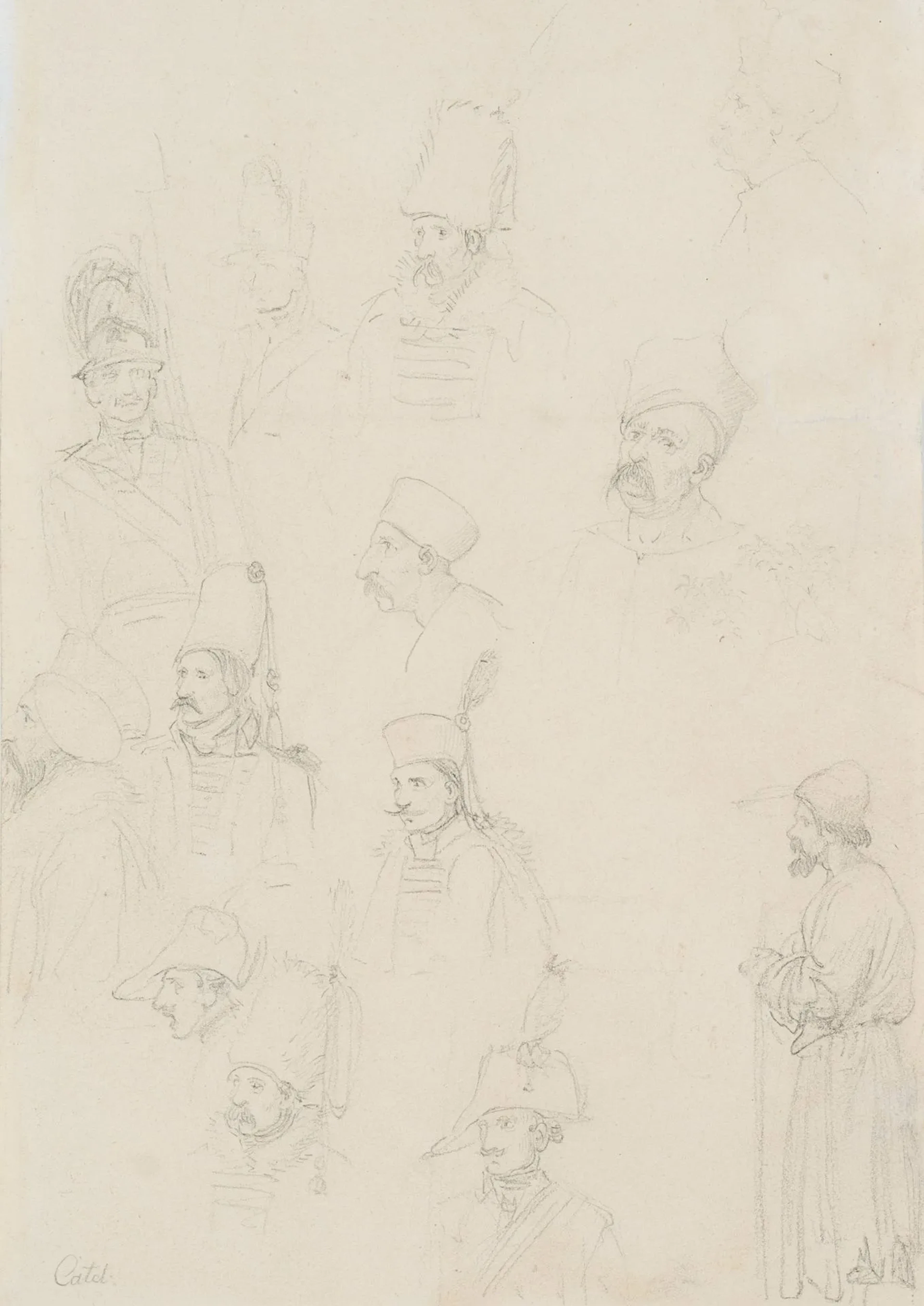 F. CATEL (1778–1856), Figure study featuring soldiers, around 1806