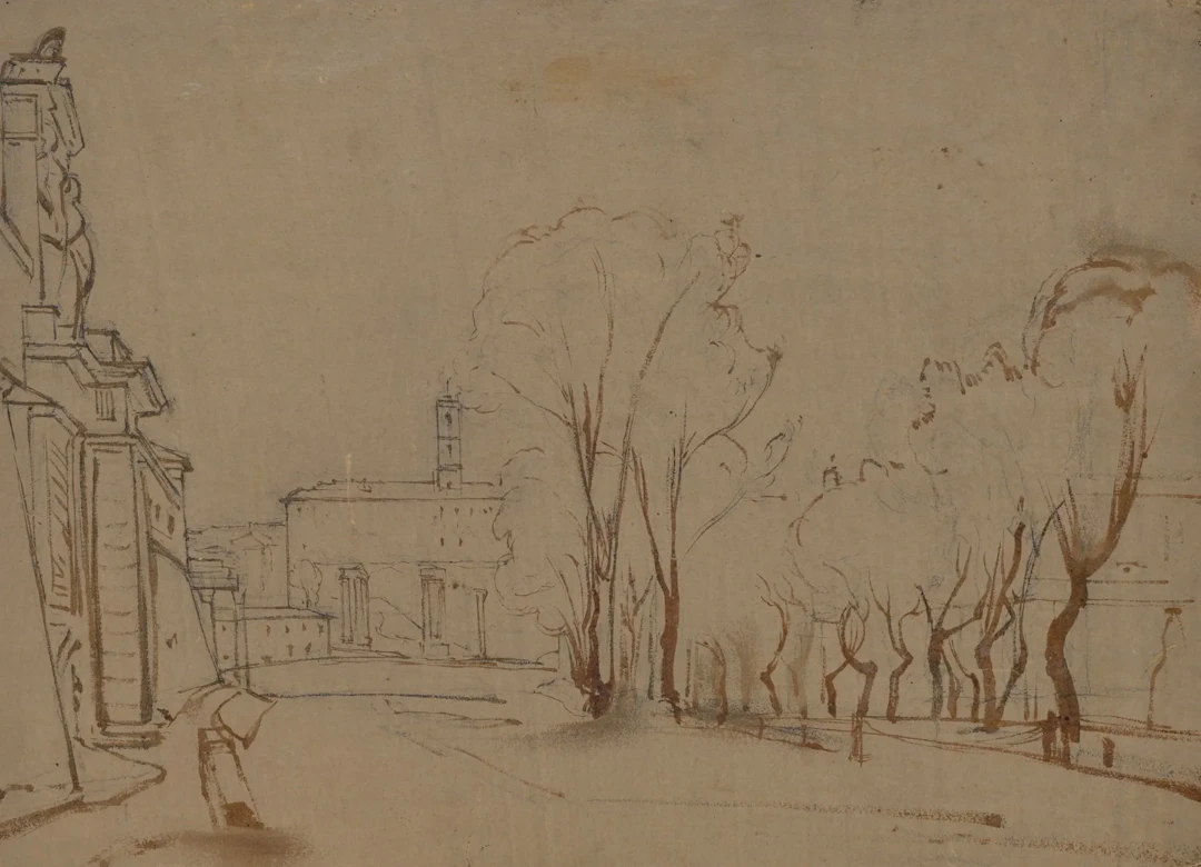 A. VIOLLET-LE-DUC (*1817), City Avenue, Indian ink Adolphe Viollet-le-Duc