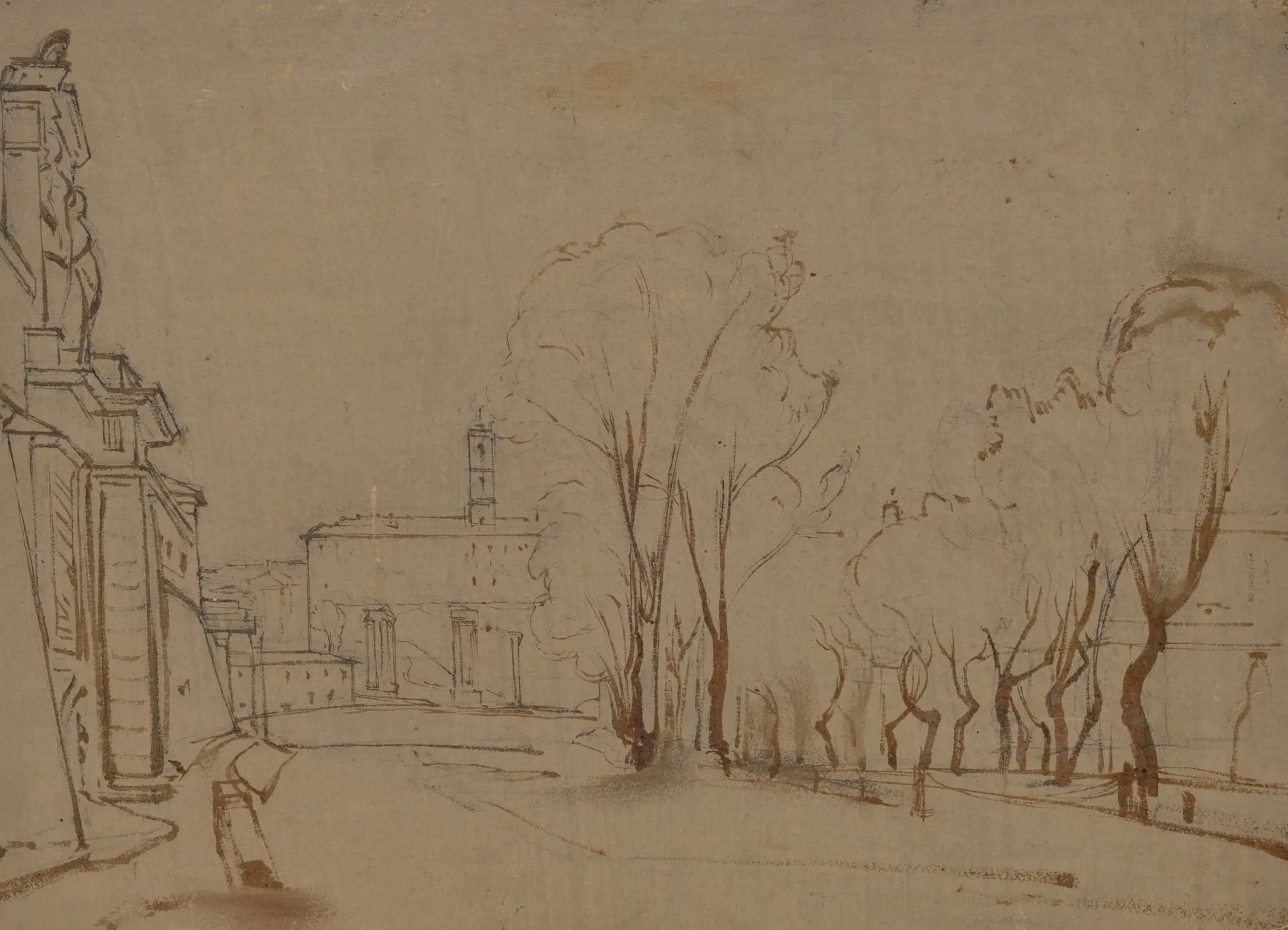 A. VIOLLET-LE-DUC (*1817), City Avenue, Indian ink Adolphe Viollet-le-Duc