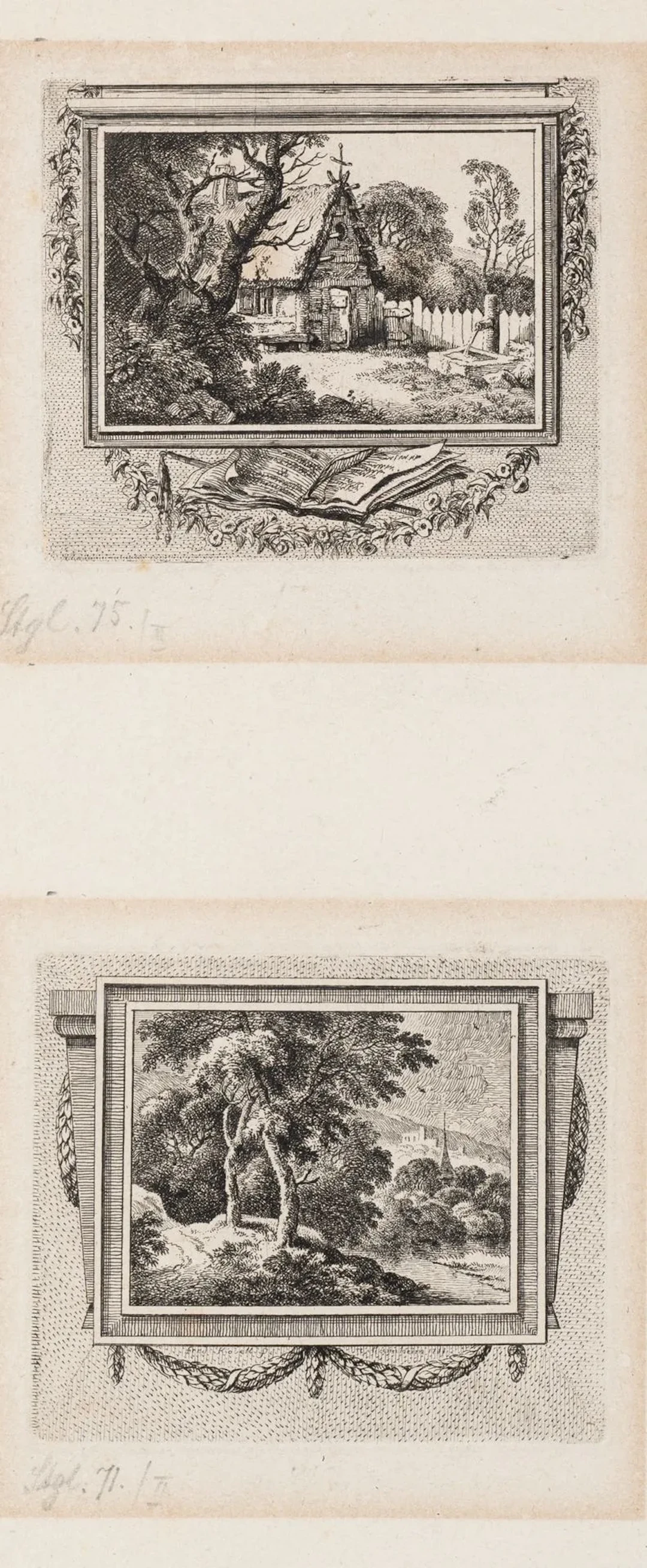 F. KOBELL (1740-1799), Two pastoral landscape scenes, Etching Ferdinand