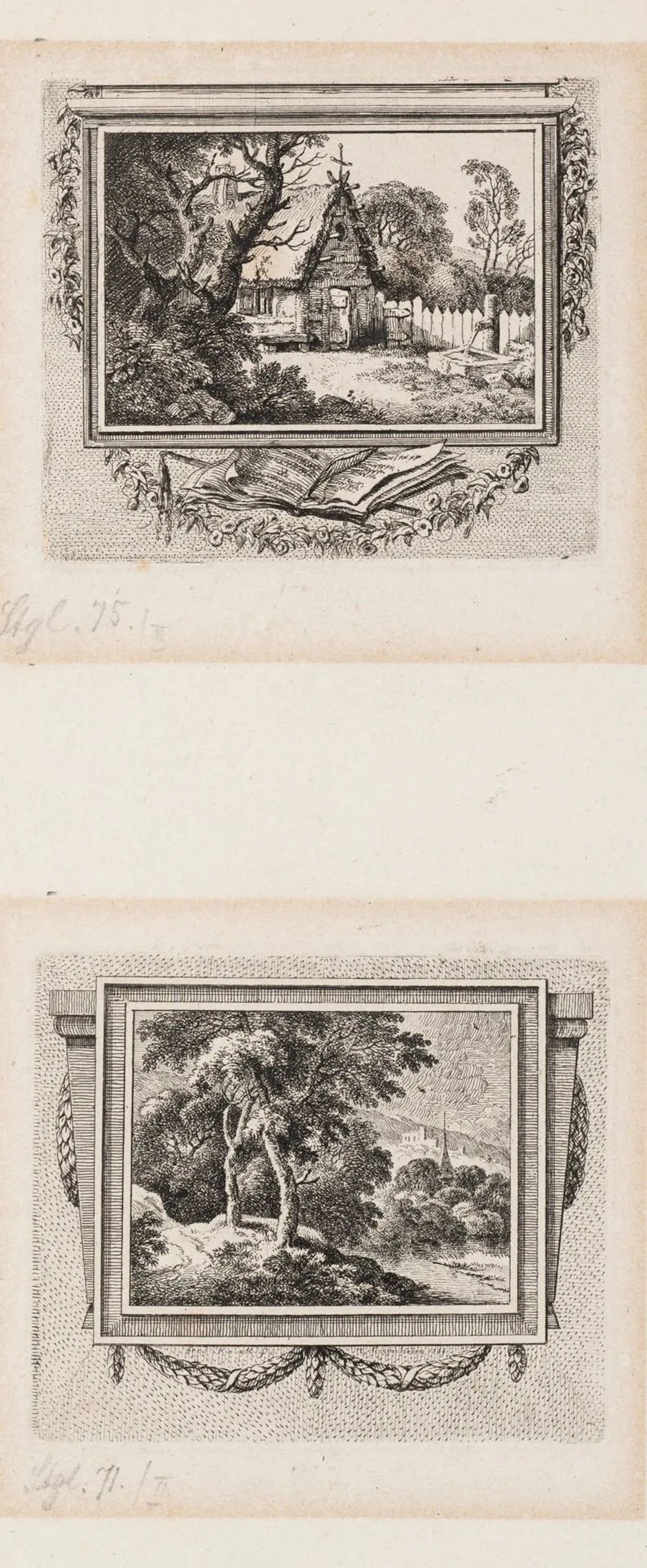 F. KOBELL (1740-1799), Two pastoral landscape scenes, Etching Ferdinand