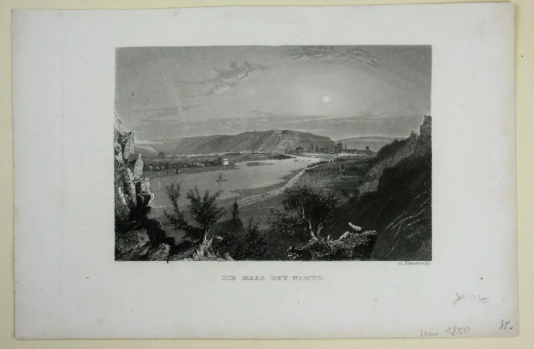 Unknown (19th century), Brussels, the Meuse near Namur, around 1850
