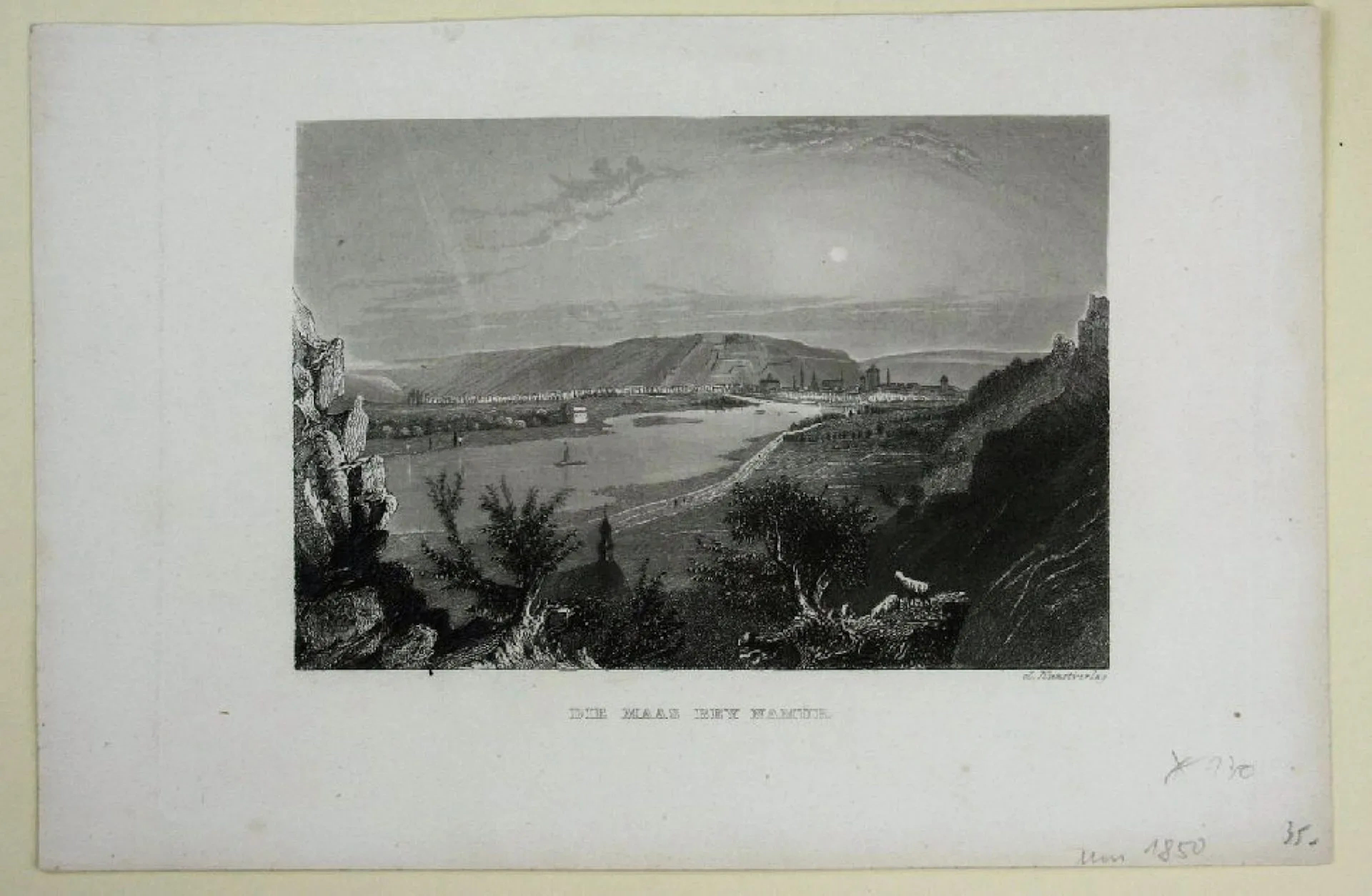 Unknown (19th century), Brussels, the Meuse near Namur, around 1850
