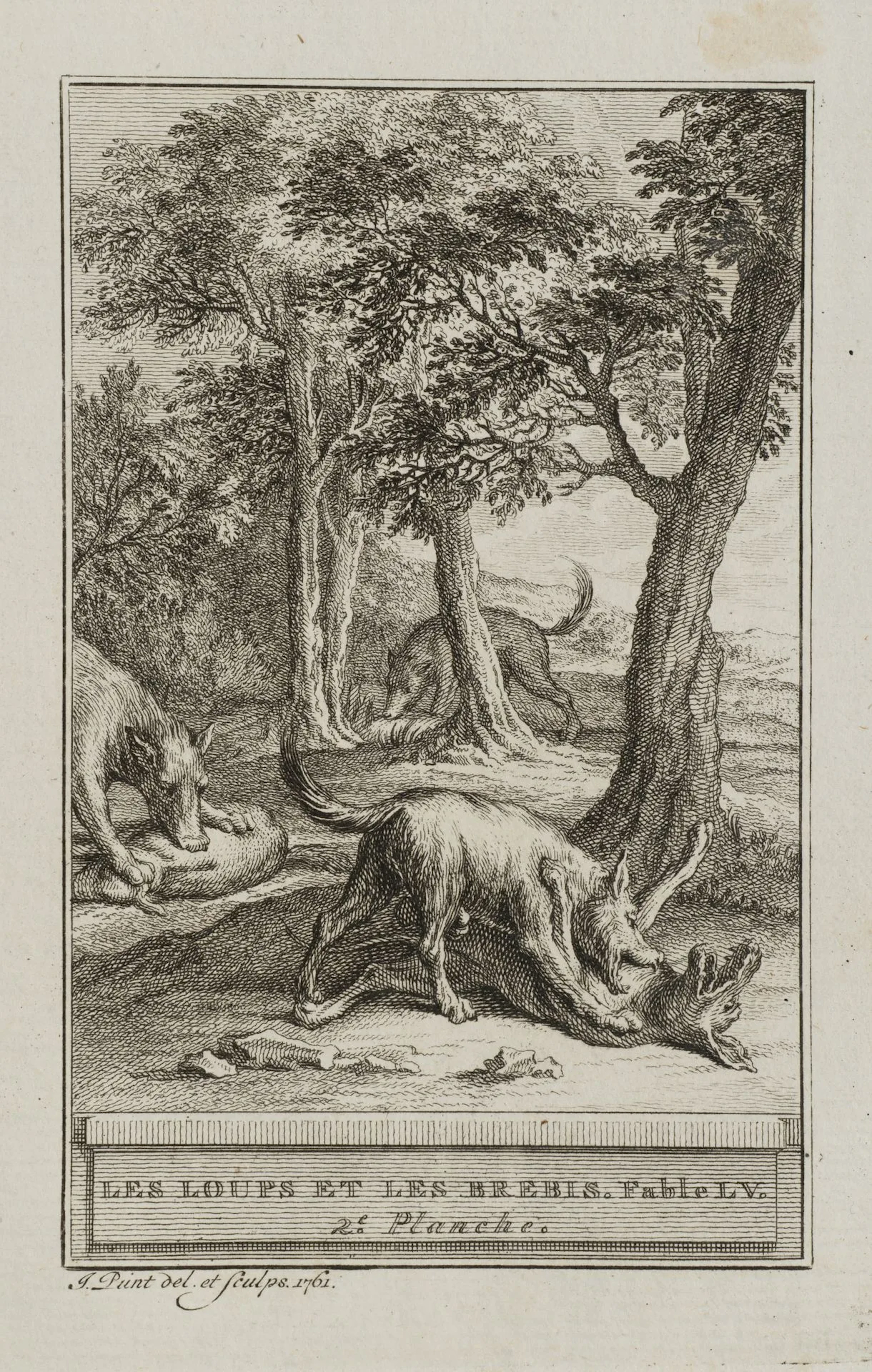 J. PUNT (1711–1779), *The Wolves and the Sheep*, 1761, etching Jan