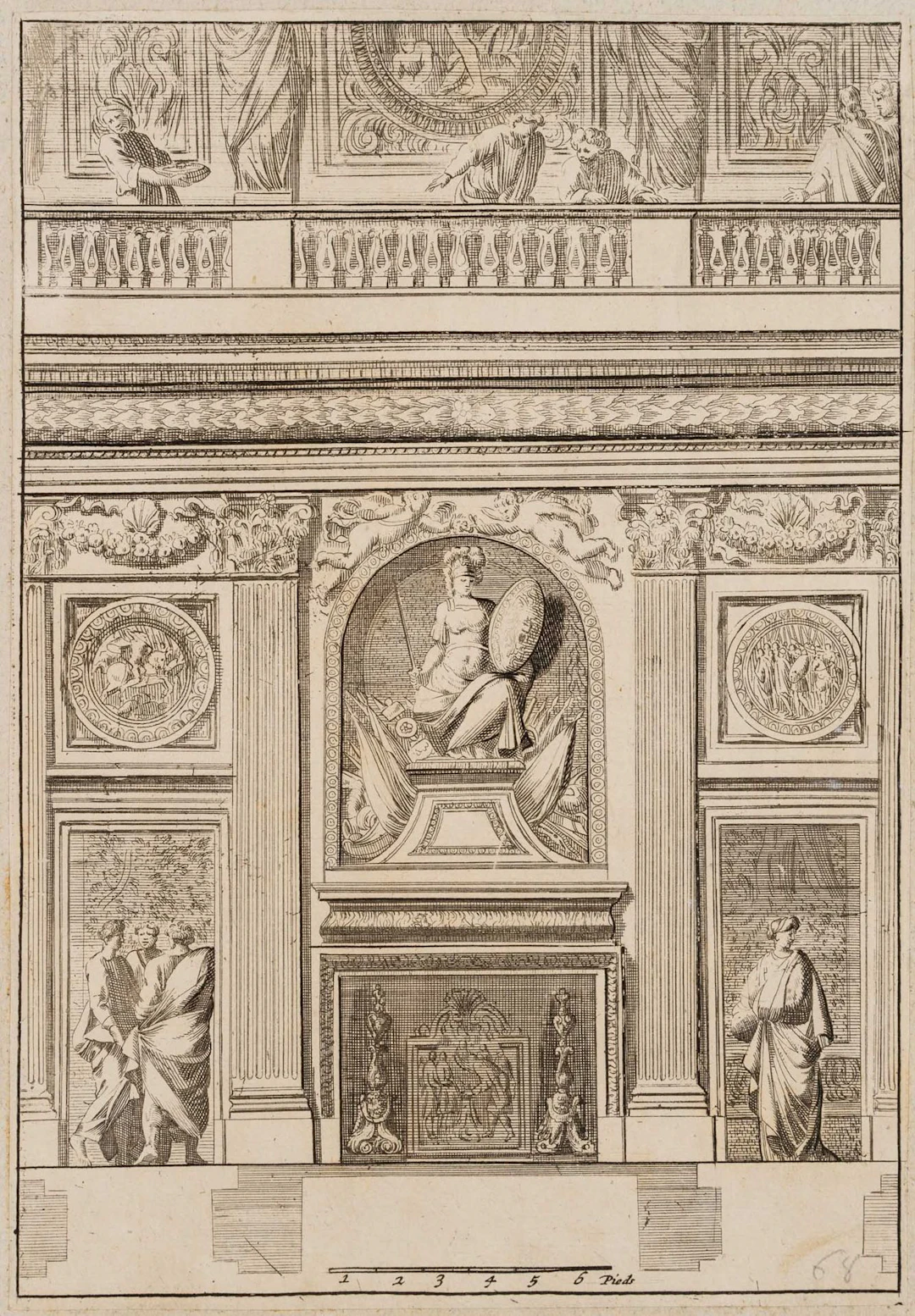 J. LEPAUTRE (1618-1682), Fireplace design, Italian style 6, around