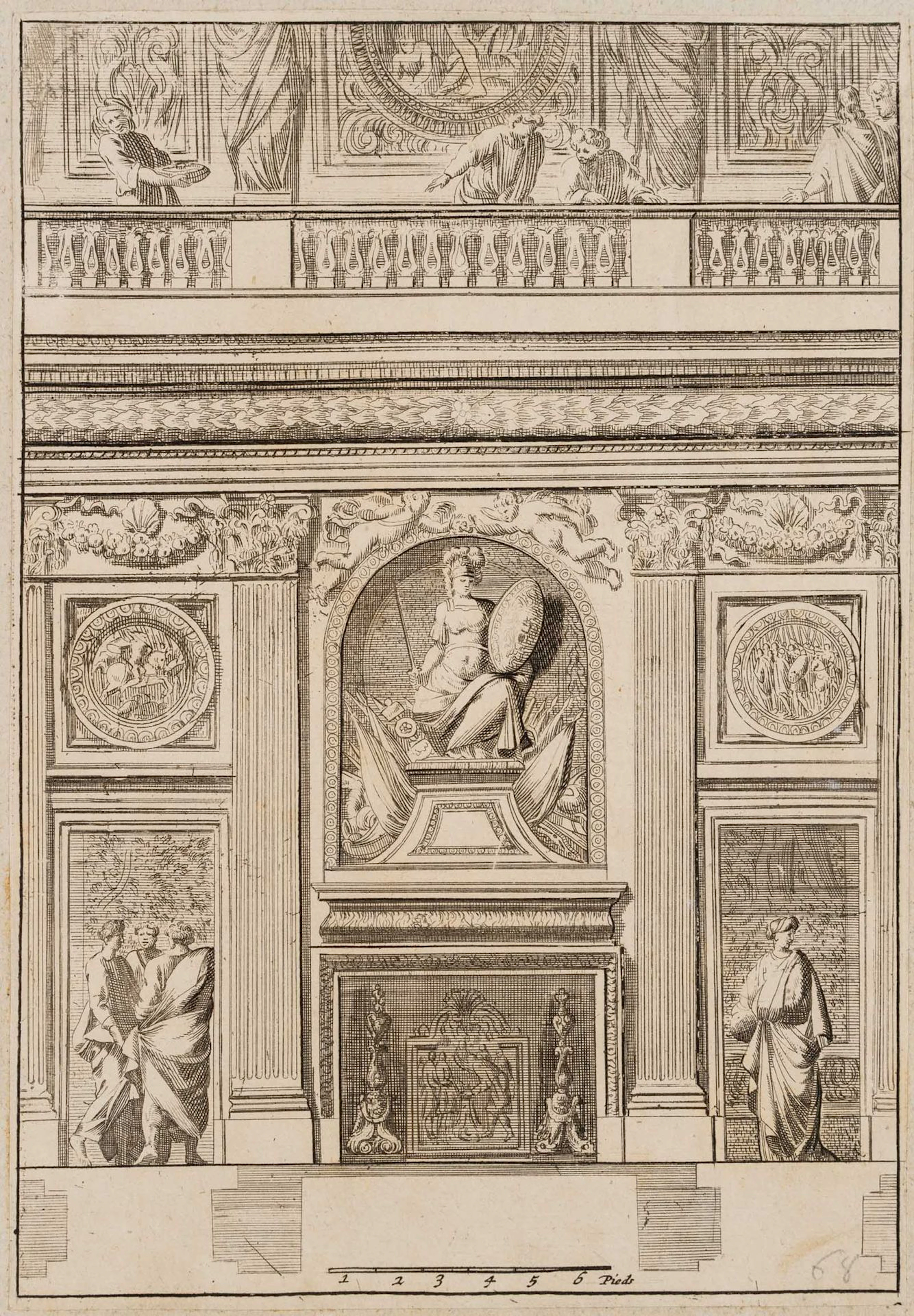 J. LEPAUTRE (1618-1682), Fireplace design, Italian style 6, around