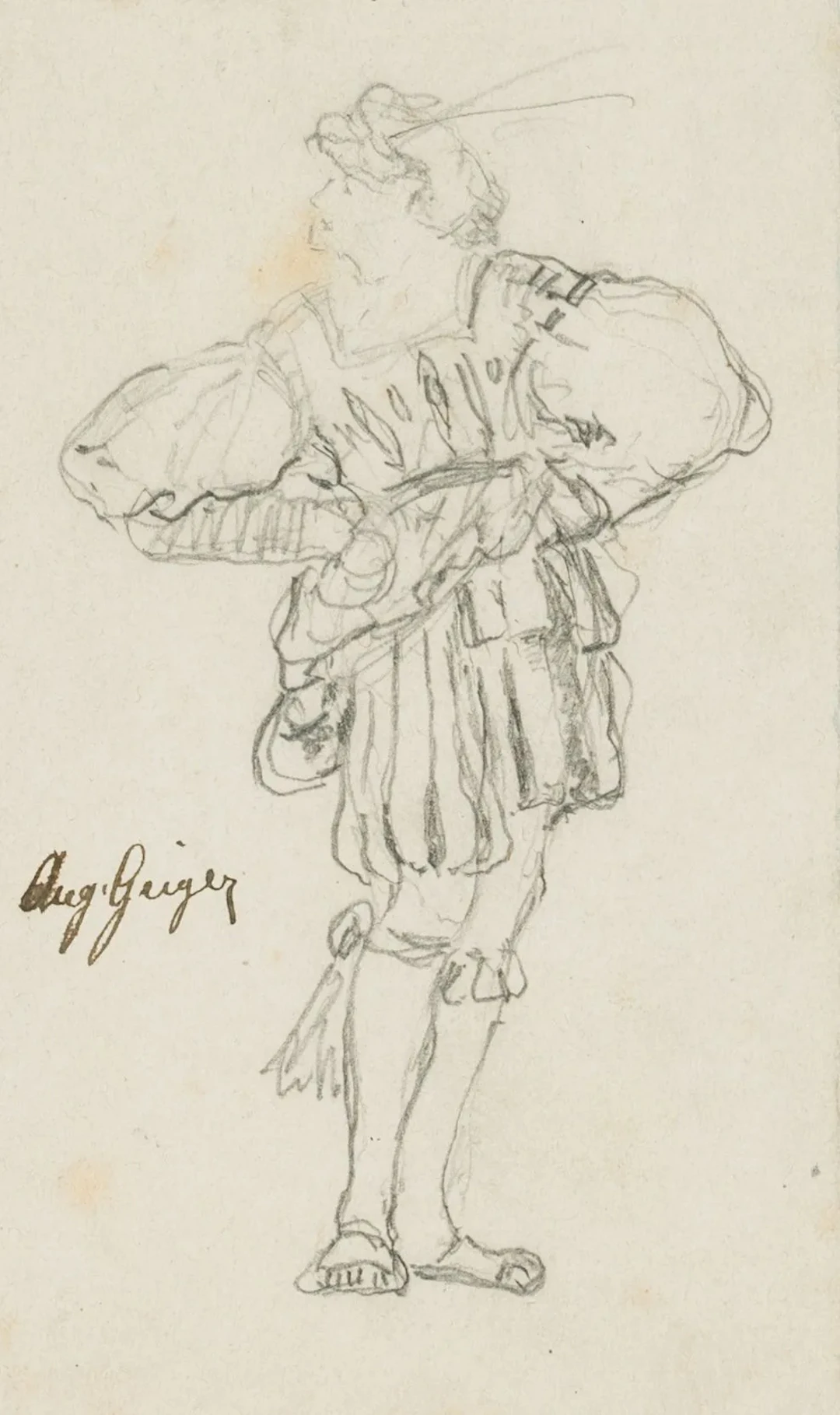 C. GEIGER (1847–1924), Costume Study: Landsknecht, Pencil Caspar Augustin