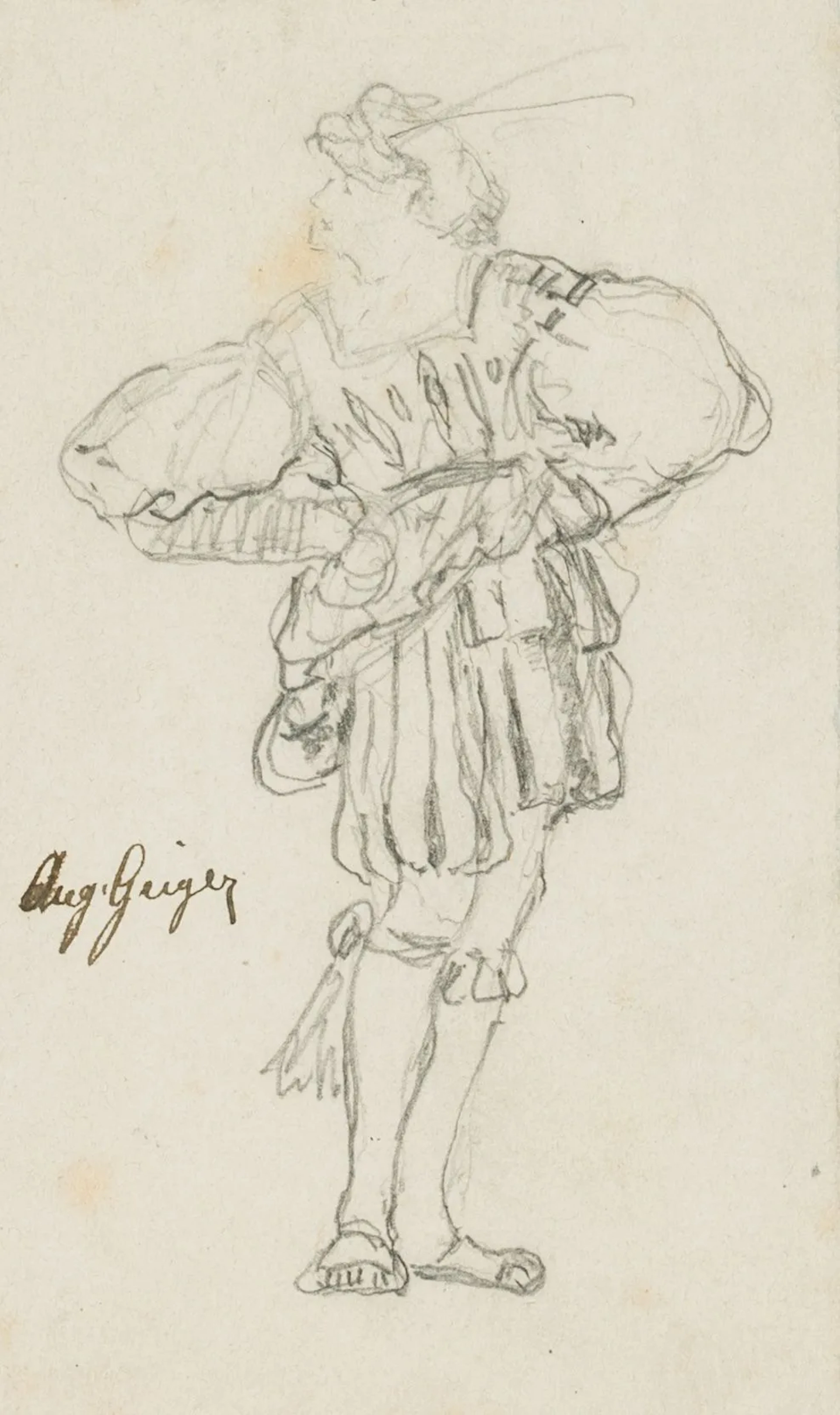 C. GEIGER (1847–1924), Costume Study: Landsknecht, Pencil Caspar Augustin