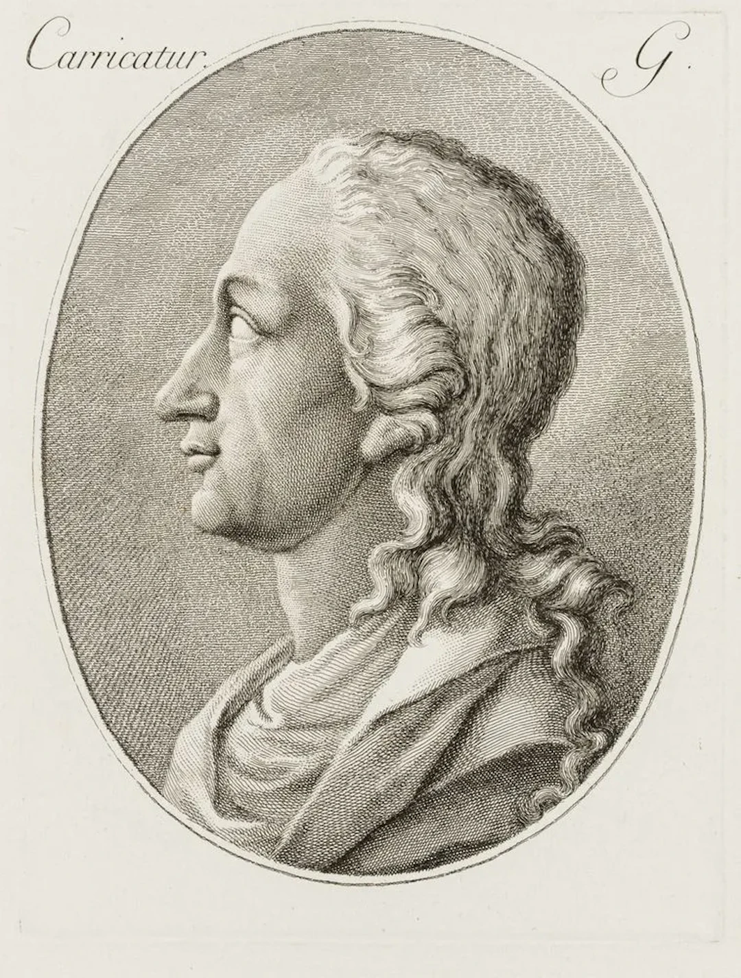 Unknown (18th century), A profile portrait of a man, circa 1775, etching