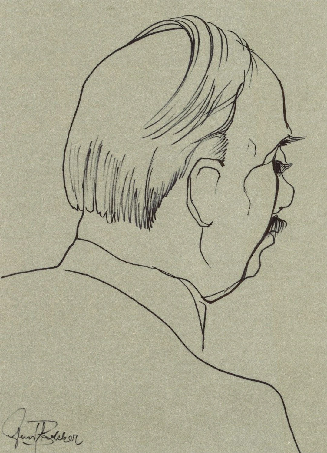 E. BEKKER (1903–1986), Friedrich, Baron von Dungern, felt-tip pen