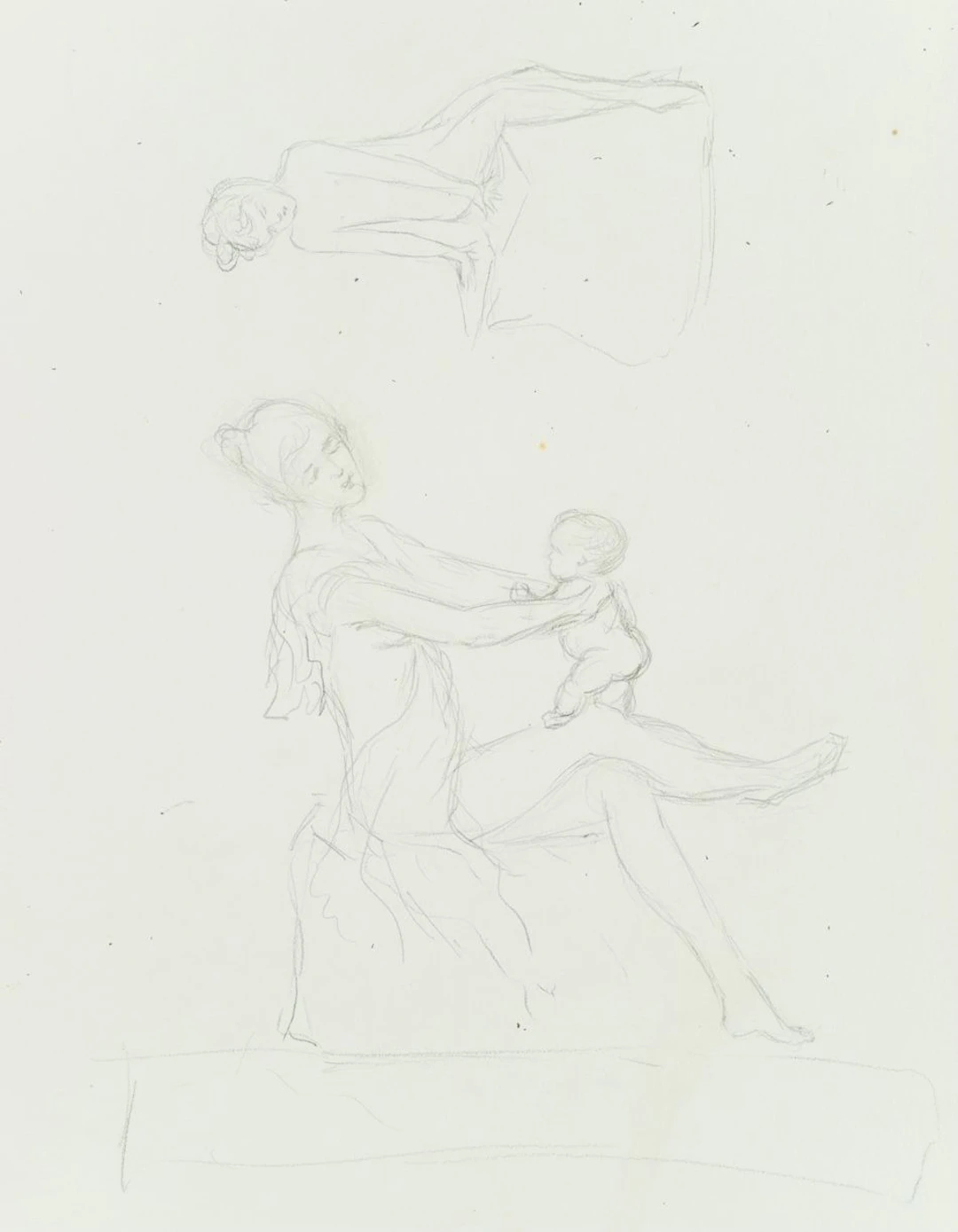 Unknown (19th century), Women and dancing fairy-like creatures, Pencil