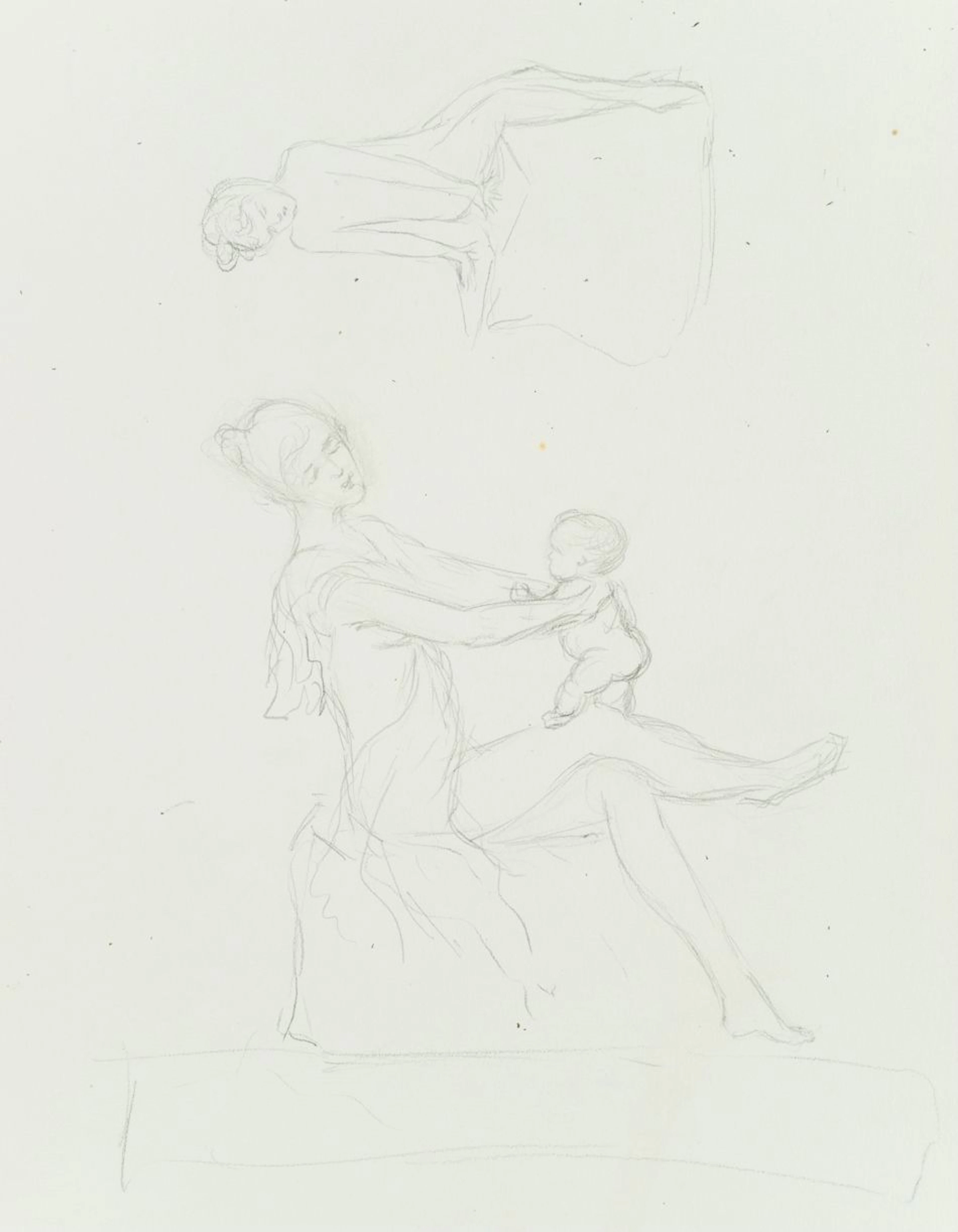 Unknown (19th century), Women and dancing fairy-like creatures, Pencil