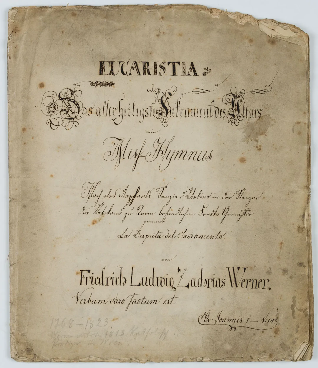 After WERNER (*1768), Missal. Celebration of the Eucharist, Autograph