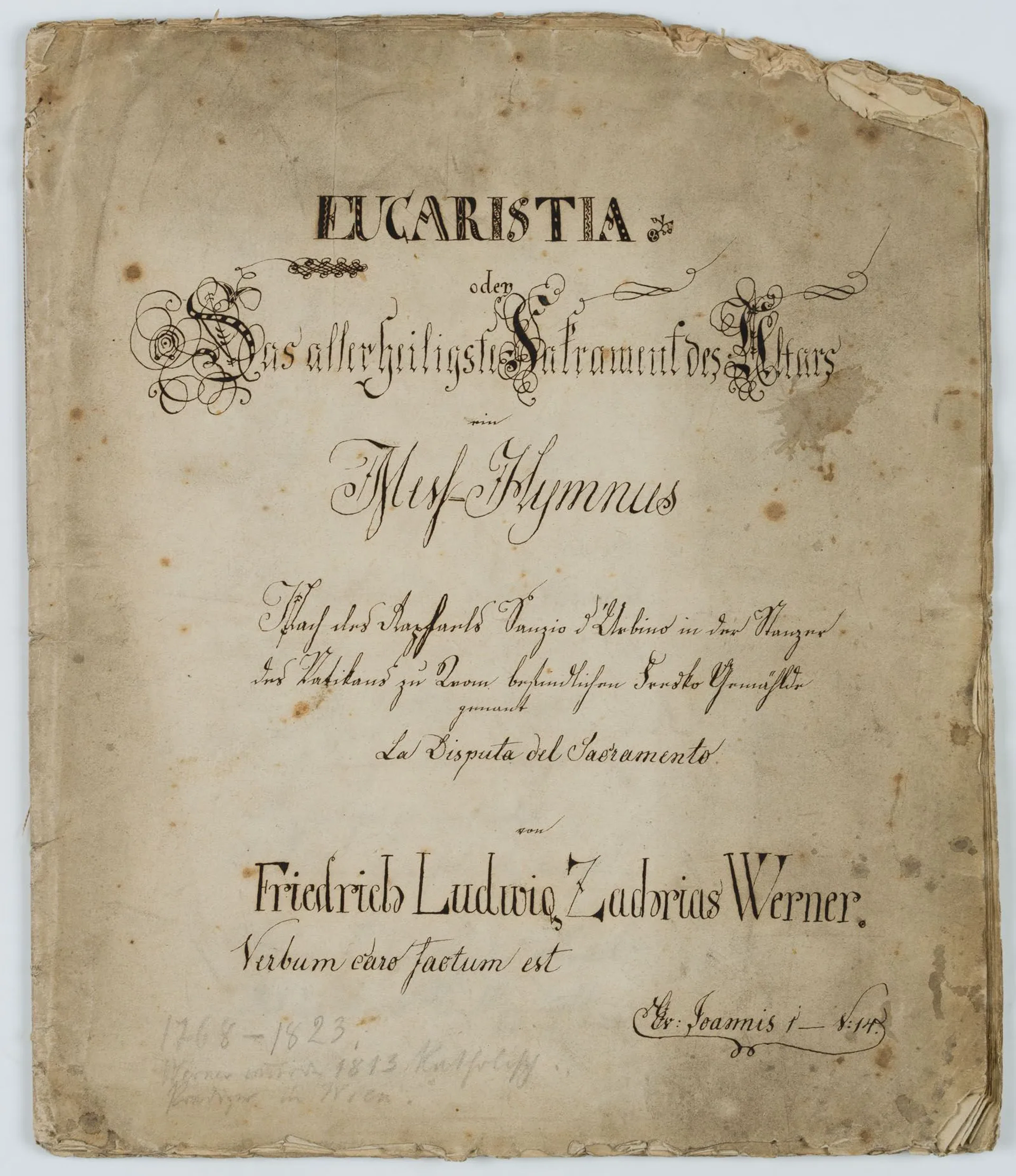 After WERNER (*1768), Missal. Celebration of the Eucharist, Autograph