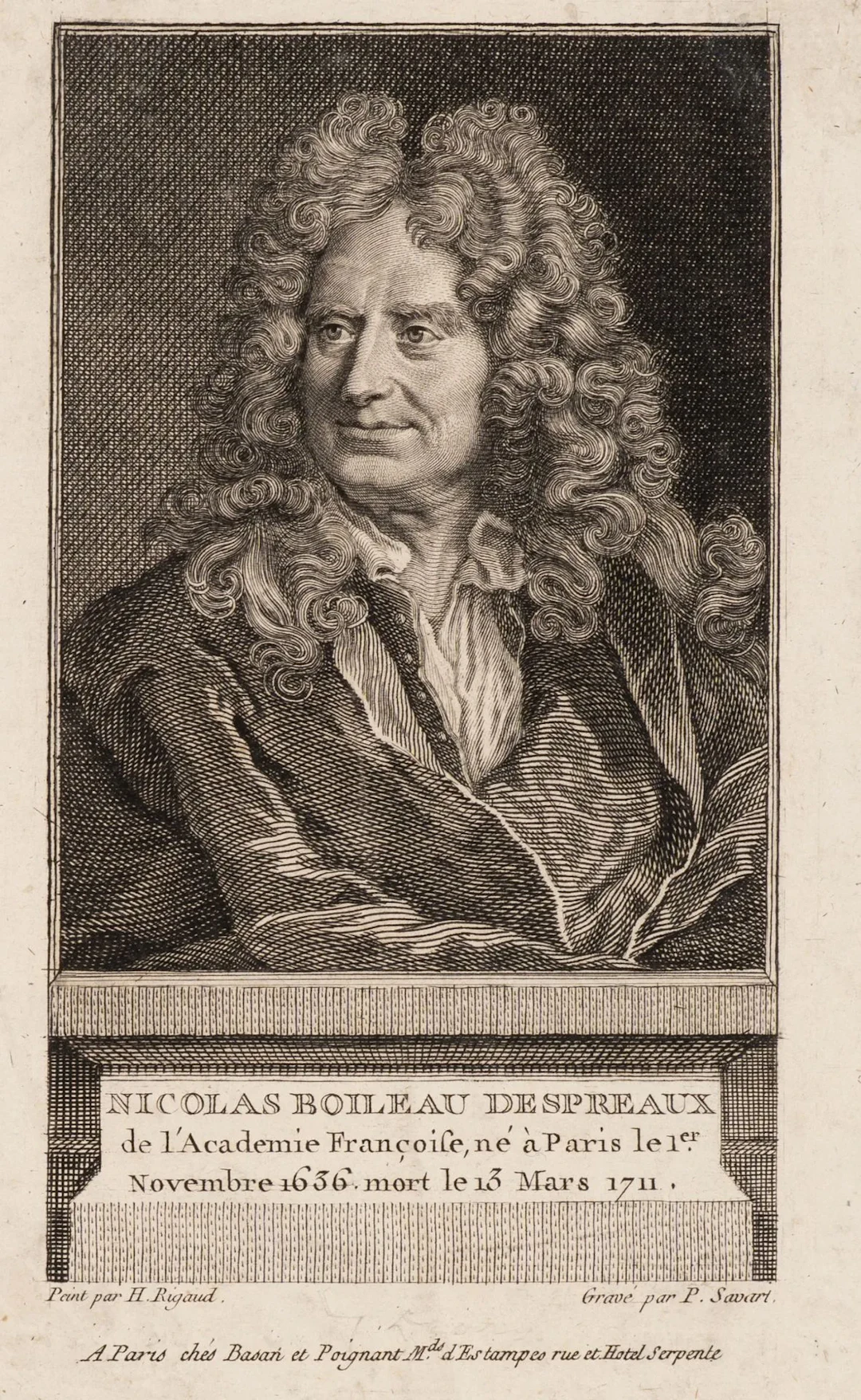 P. SAVART (*1737) after RIGAUD (*1659), Portrait of Nicolas Boileau-Despréaux