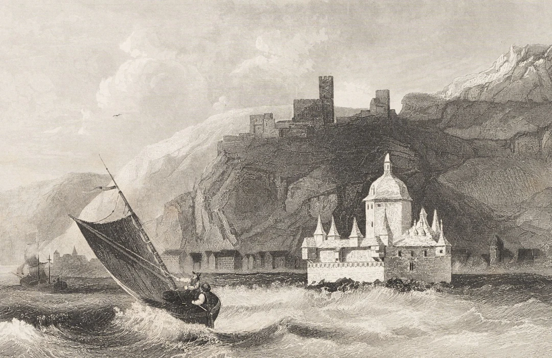 H. WINKLES (*1801) after FROMMEL (*1789), Kaub Castle by the River