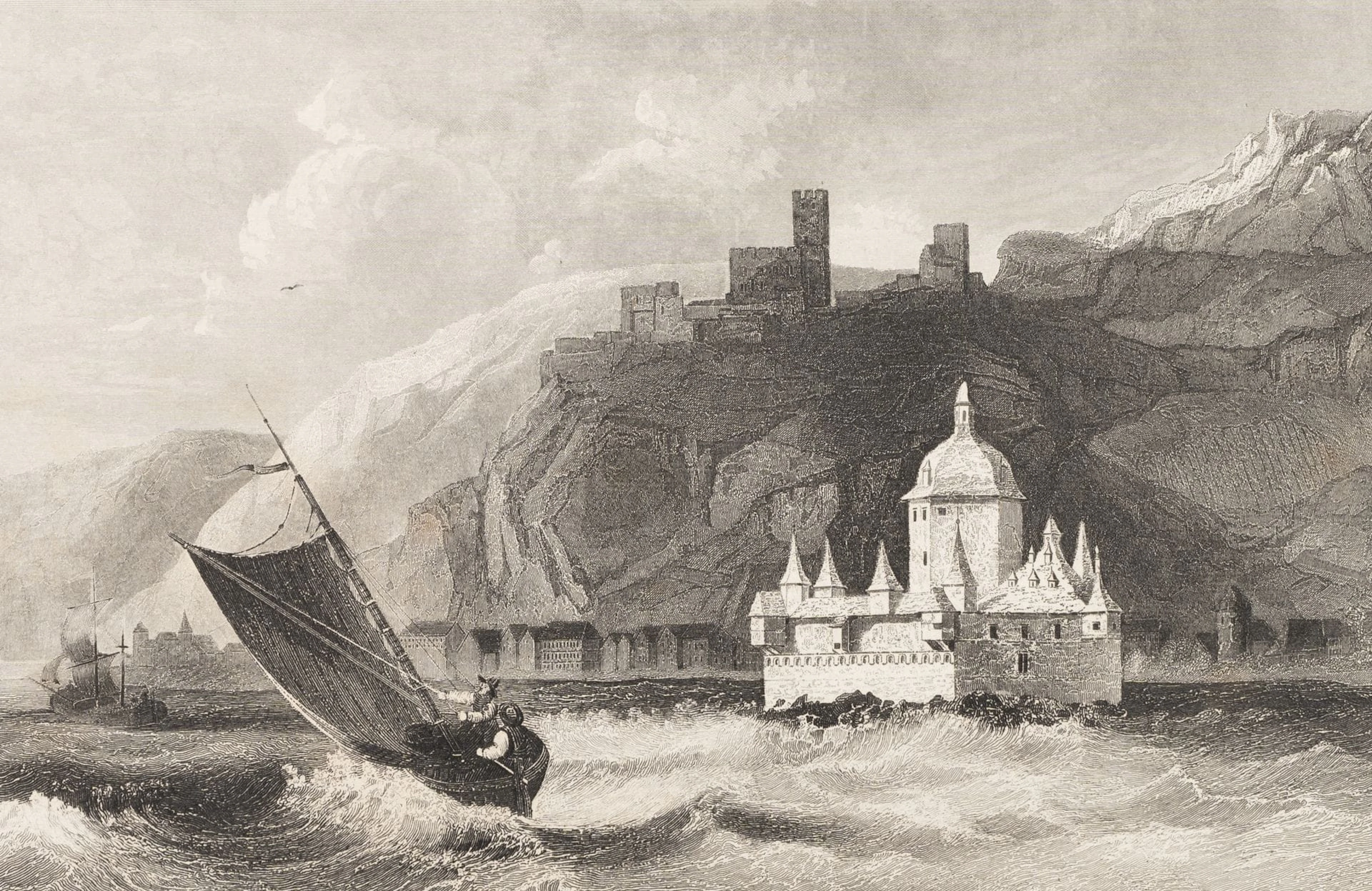 H. WINKLES (*1801) after FROMMEL (*1789), Kaub Castle by the River