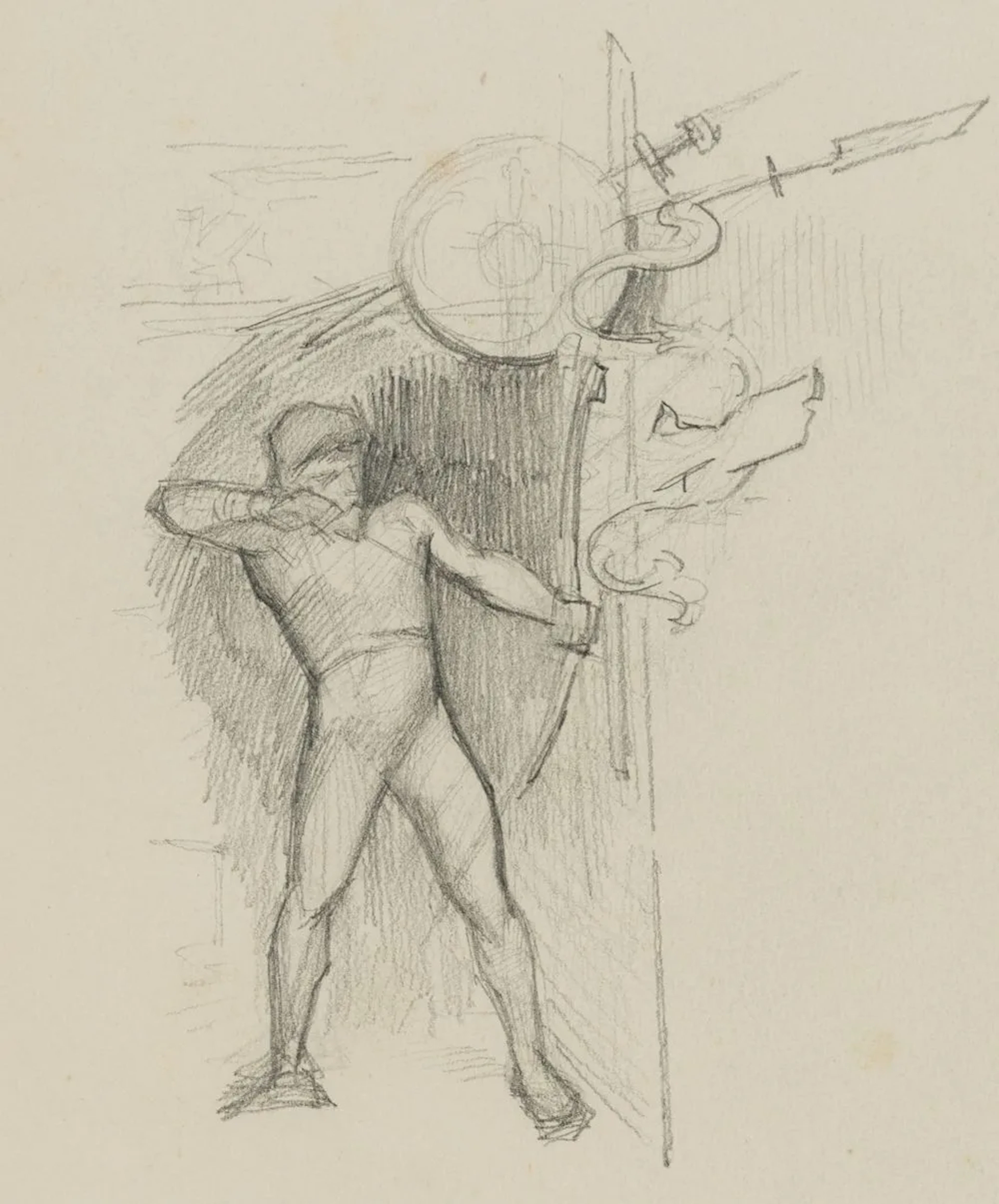 E. RONDAHL (1858-1914), Nordic archer, 1884, Pencil Emmery Rondahl