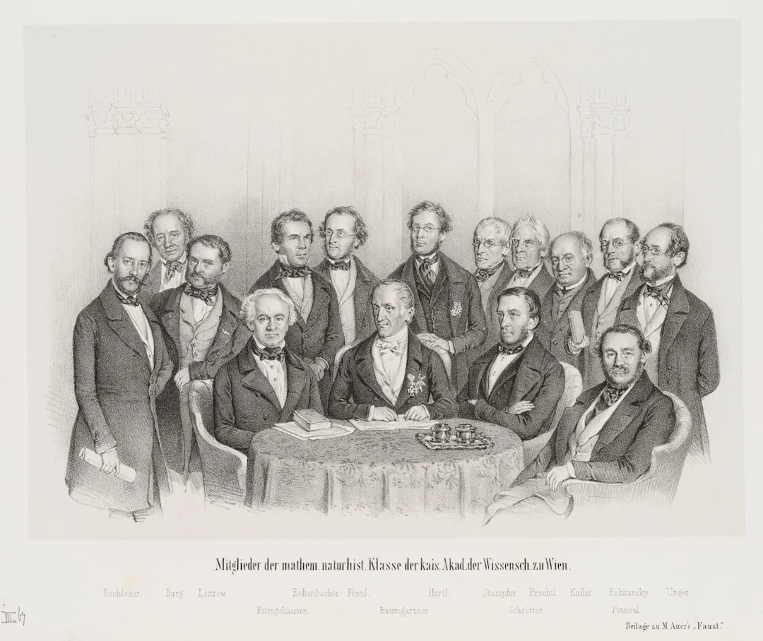 Unknown (19th), Members of the Academy, Vienna, mathematicians, around
