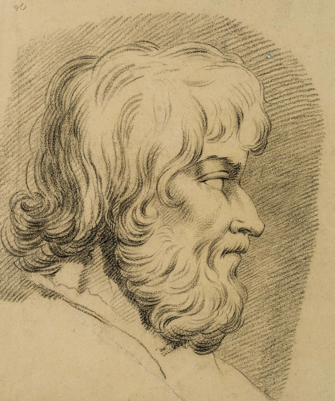 C. GRAIMBERG (*1774), Portrait of a Bearded Man, Charcoal Carl Von