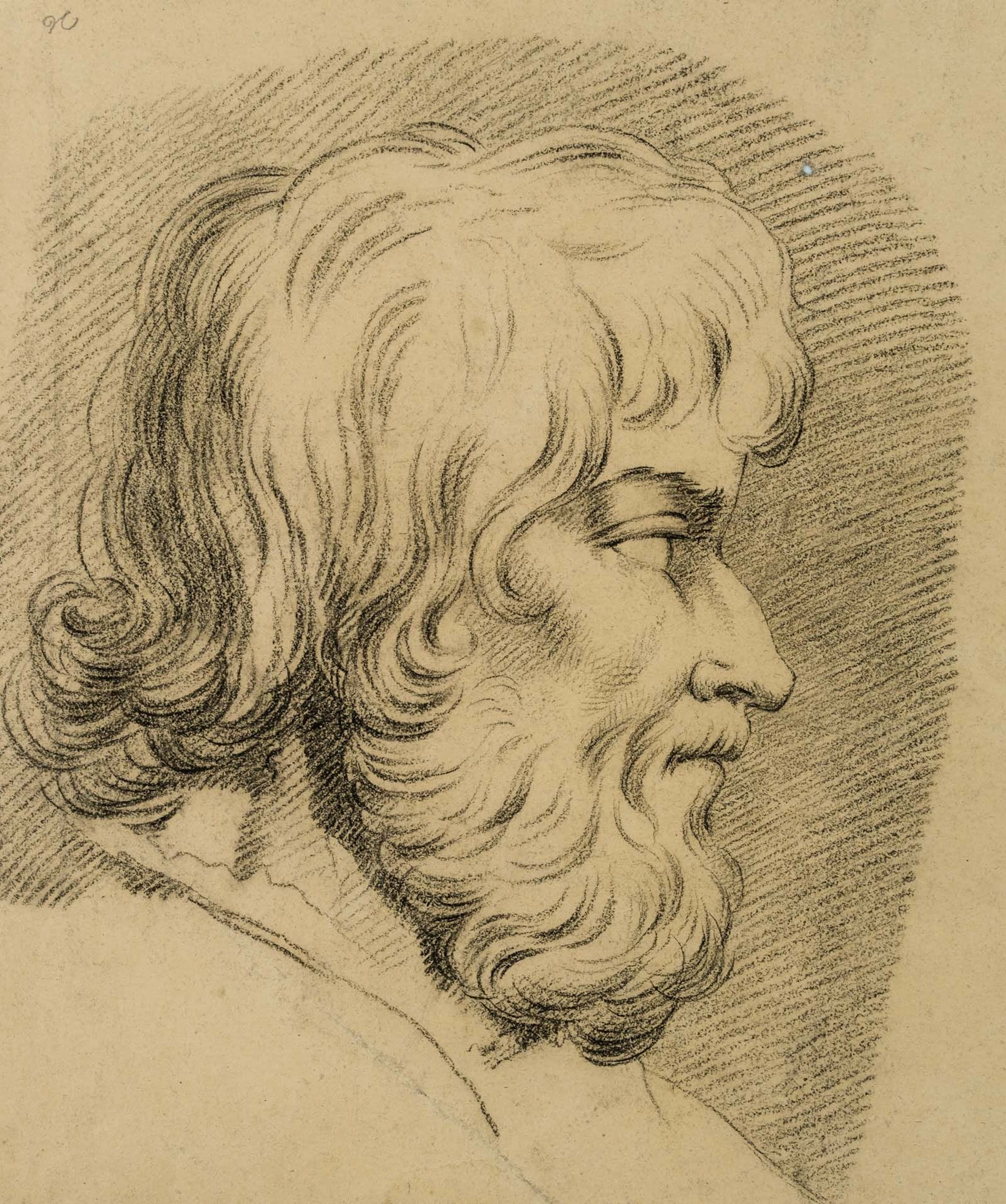 C. GRAIMBERG (*1774), Portrait of a Bearded Man, Charcoal Carl Von