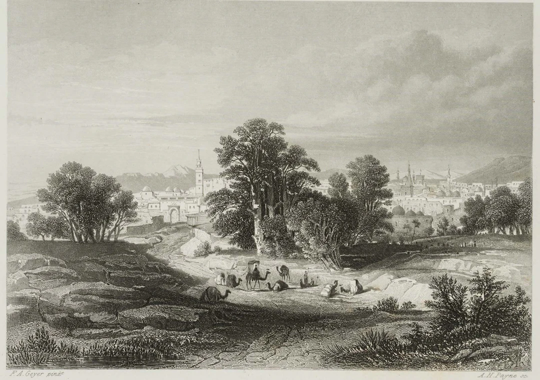 A. PAYNE (*1812) after GEYER (*1816), City Skyline of Damascus, Steel