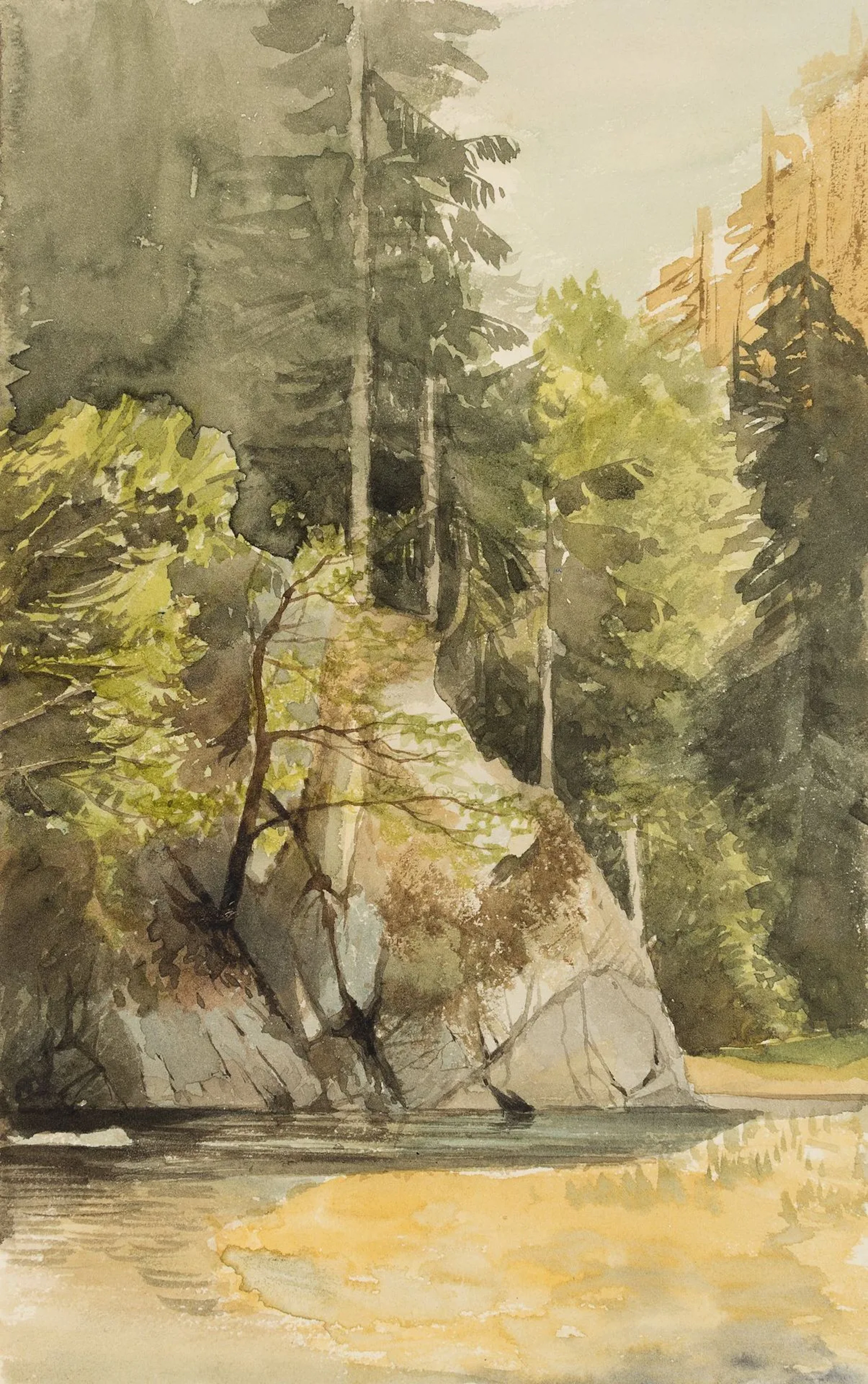 M. SAVIGNY (1831–1905), River flowing through a wooded valley, circa