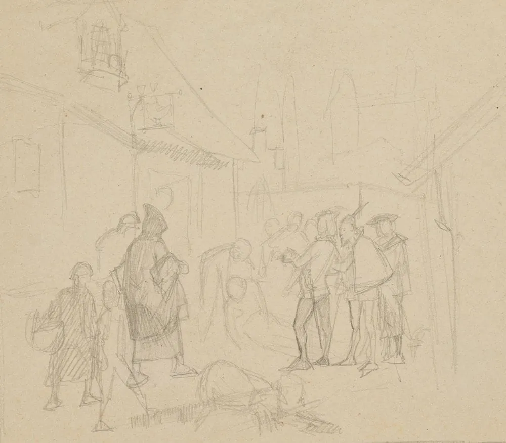 Donald Rindahl Scetch E. RONDAHL (1858-1914), Figure scene after a ... | Works on paper: bids ...