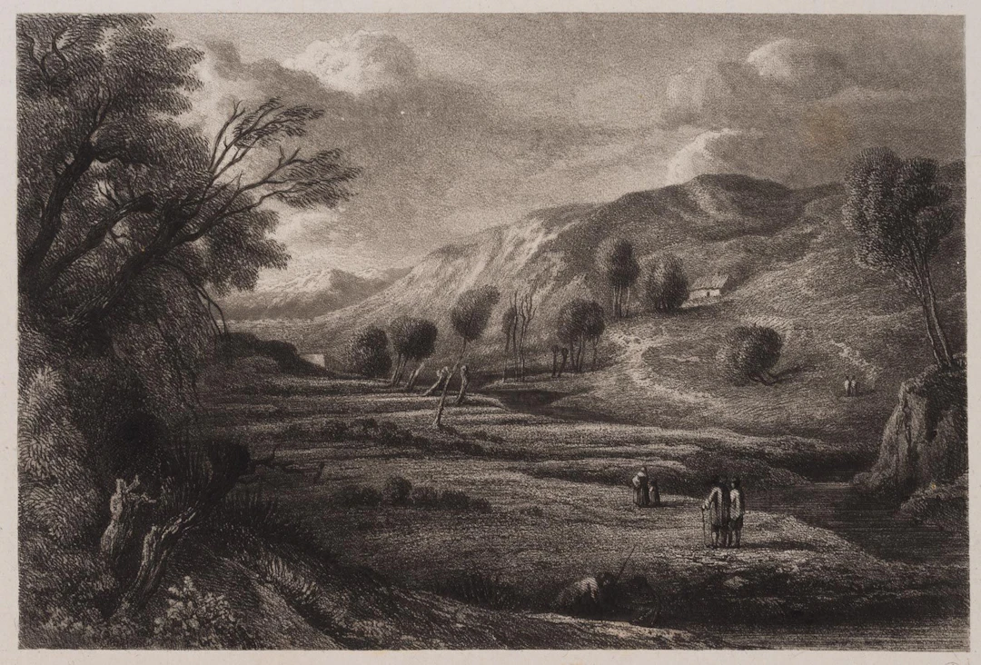 L. MARVY (19th), River valley with willow trees, Vernis Mou Louis
