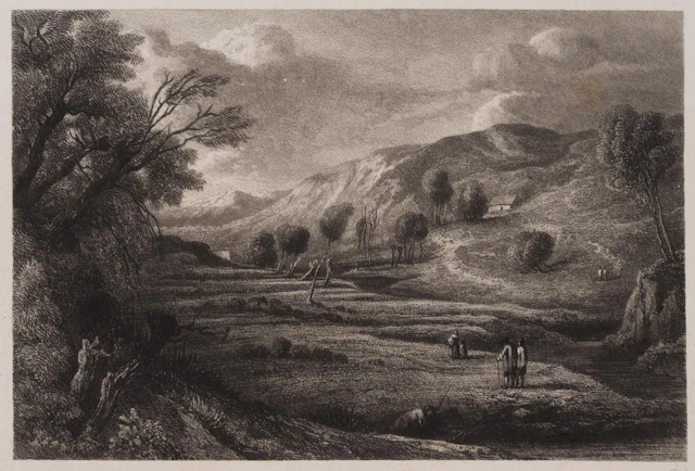 L. MARVY (19th), River valley with willow trees, Vernis Mou Louis