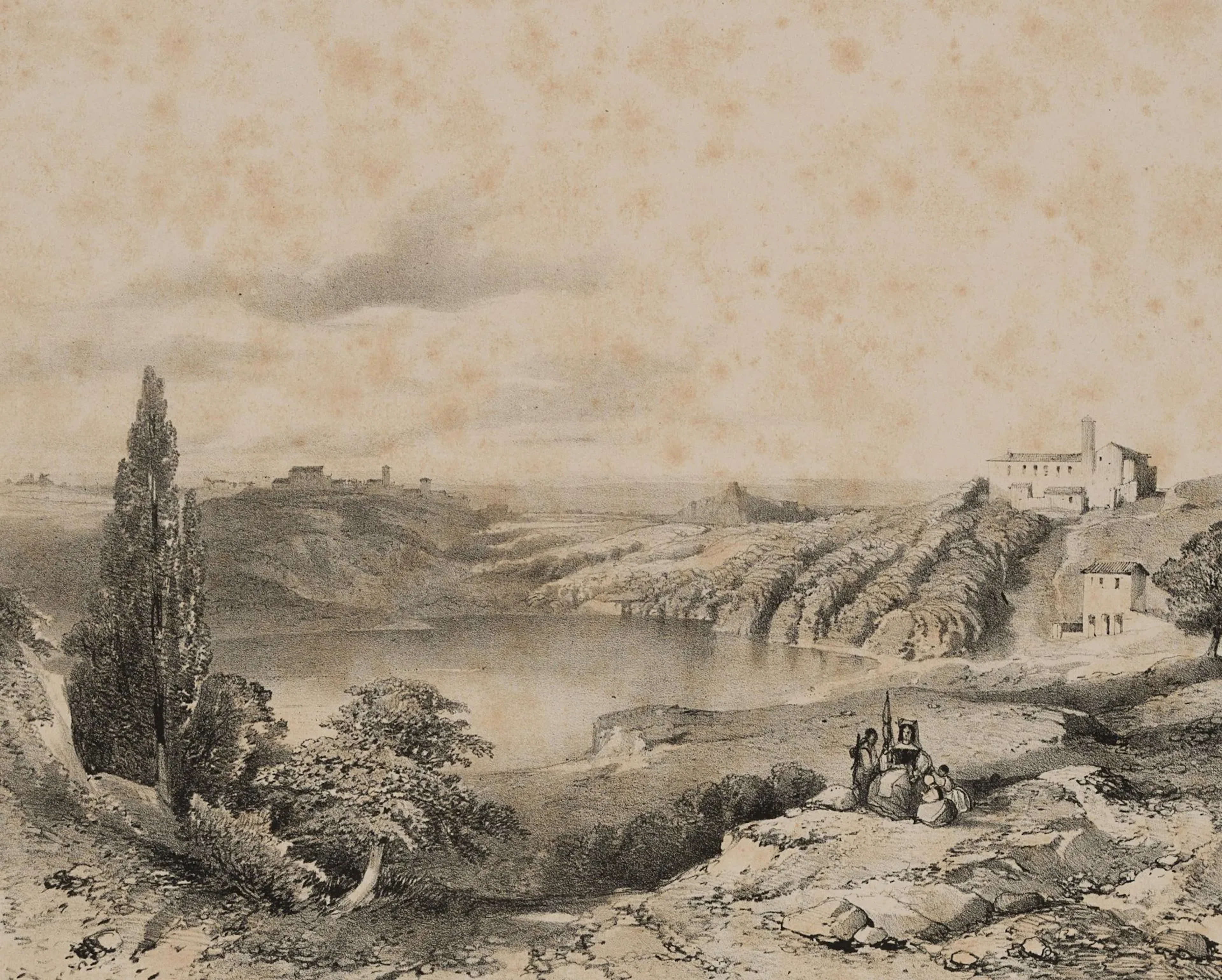 E. CICÉRI (1813–1890), Lake Némi. Lake Némi near Rome, circa 1840