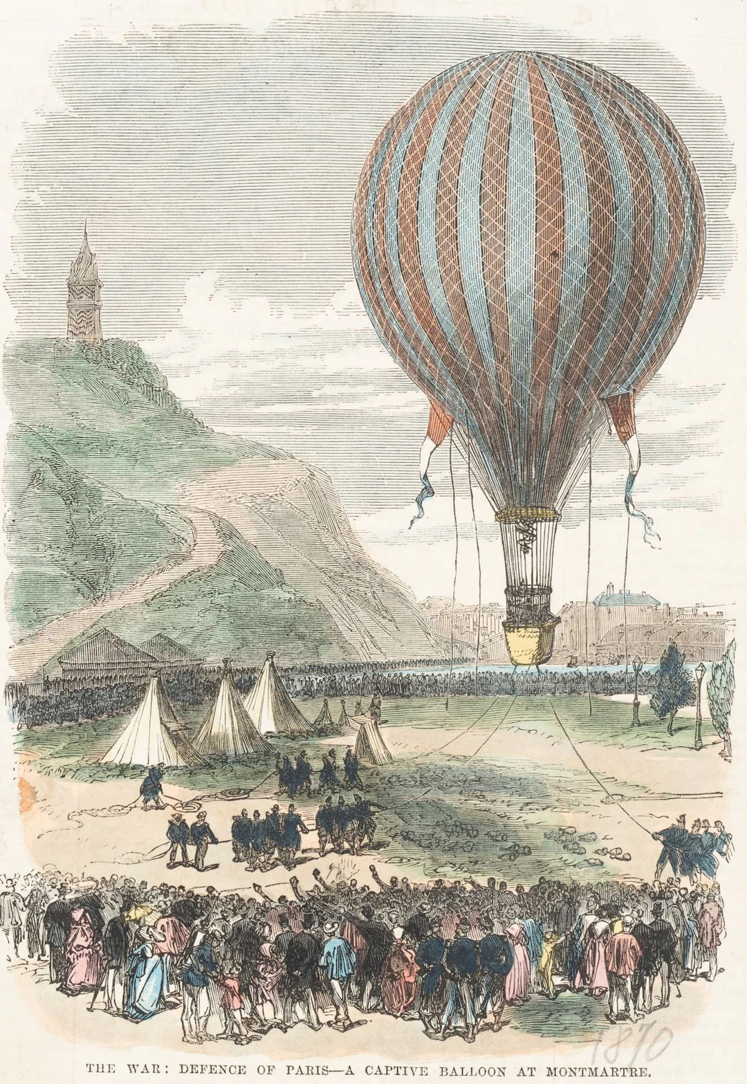 Unknown (19th century), Hot-air balloon in Montmartre, 1870, Wood