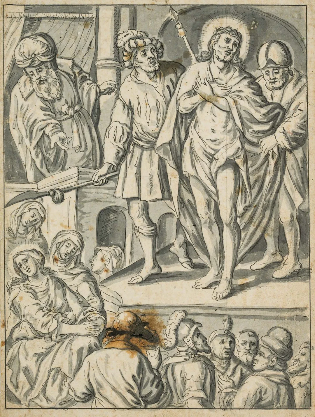 Unknown (18th century), *Ecce homo*, grisaille, around 1750, watercolor