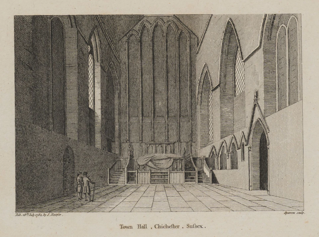SPARROW (18th), Town Hall, Chichester, 1784, Etching Sparrow (18th