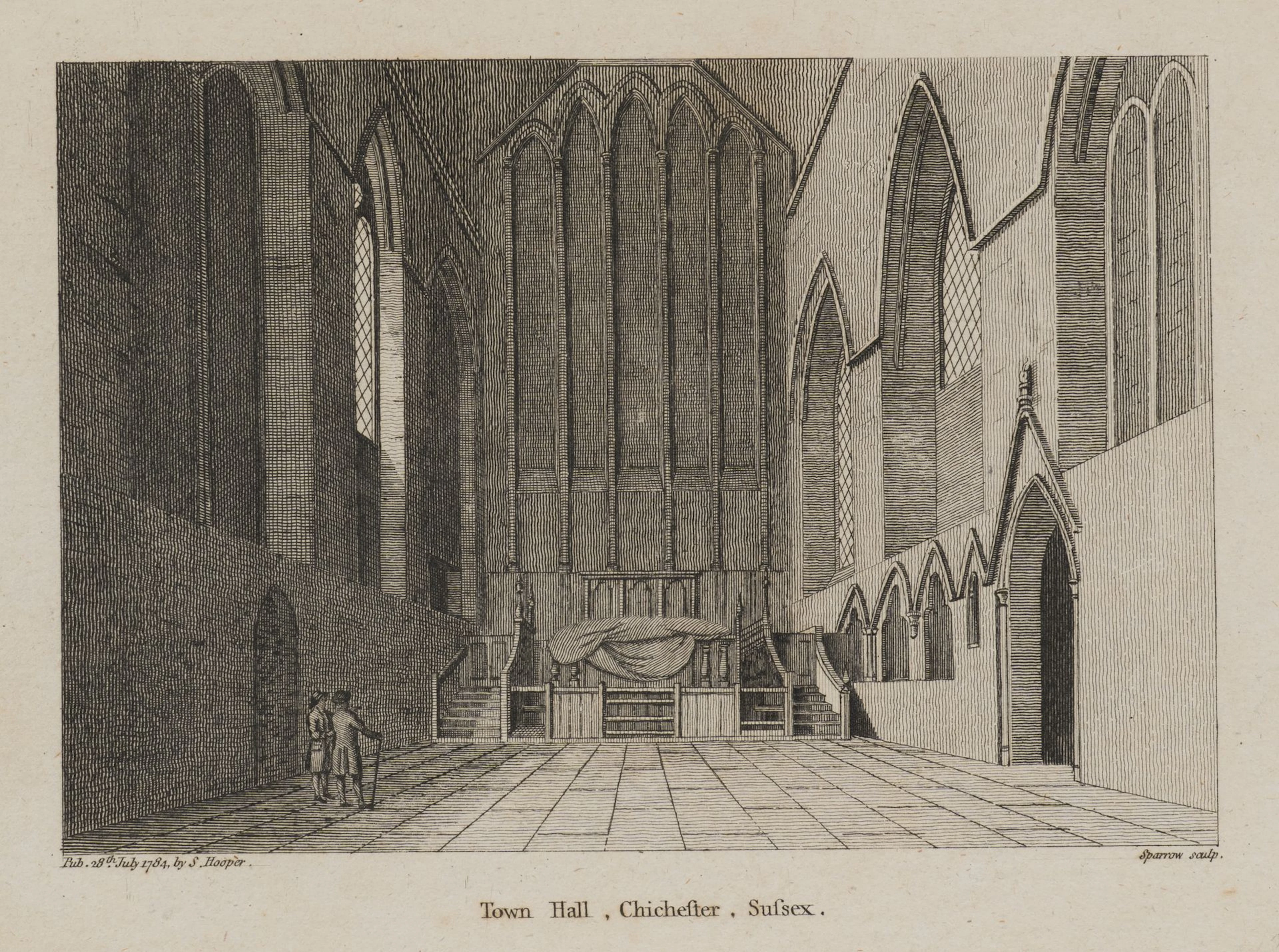 SPARROW (18th), Town Hall, Chichester, 1784, Etching Sparrow (18th