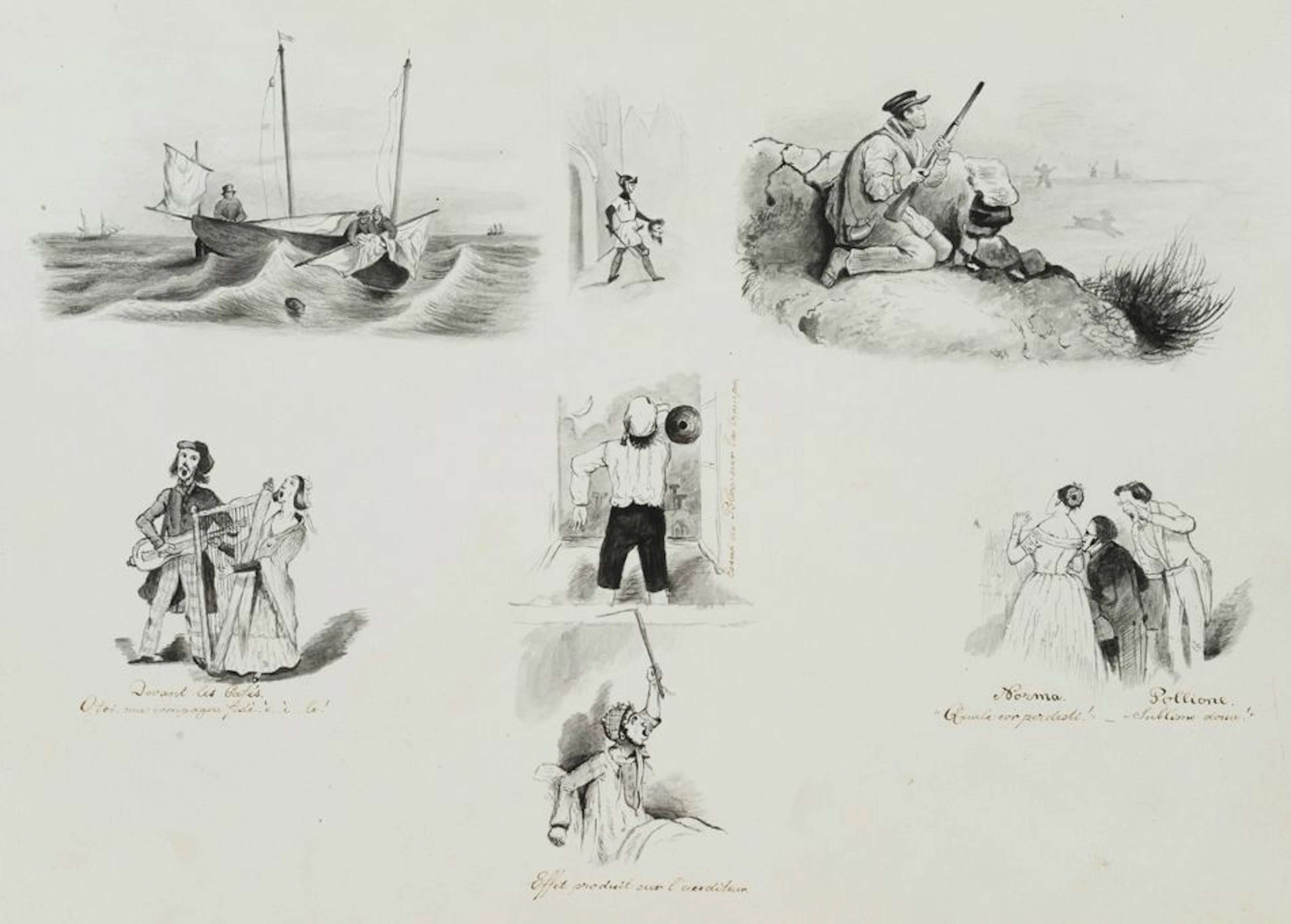 Unknown (19th), Satirical scenes, Watercolor Unknown (19th century):
