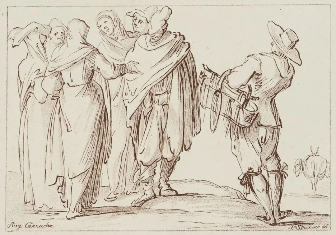 J. STRIXNER (*1782) after CARRACCI (*1557), Group of Figures Featuring
