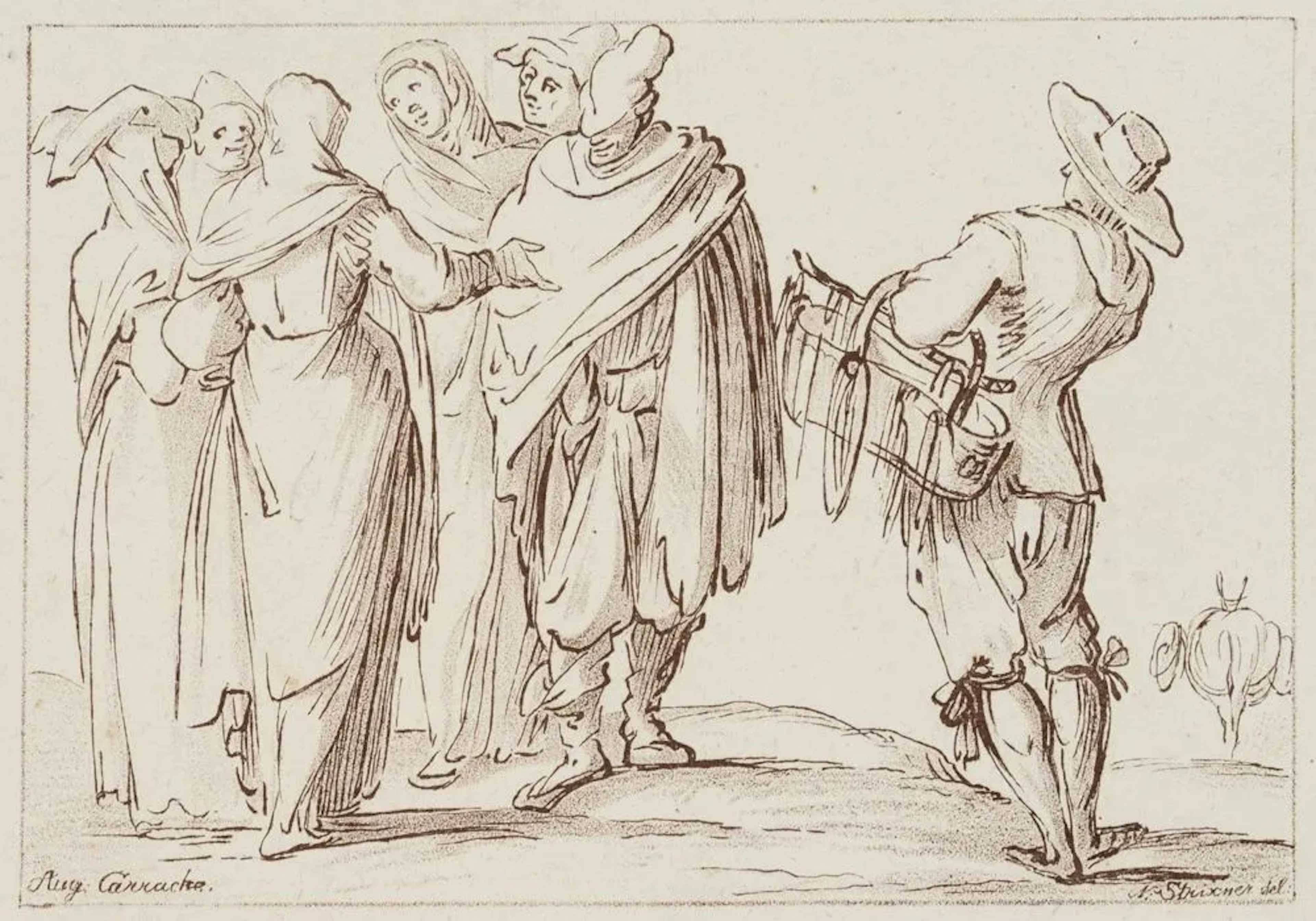 J. STRIXNER (*1782) after CARRACCI (*1557), Group of Figures Featuring
