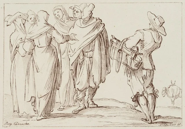 J. STRIXNER (*1782) after CARRACCI (*1557), Group of Figures Featuring