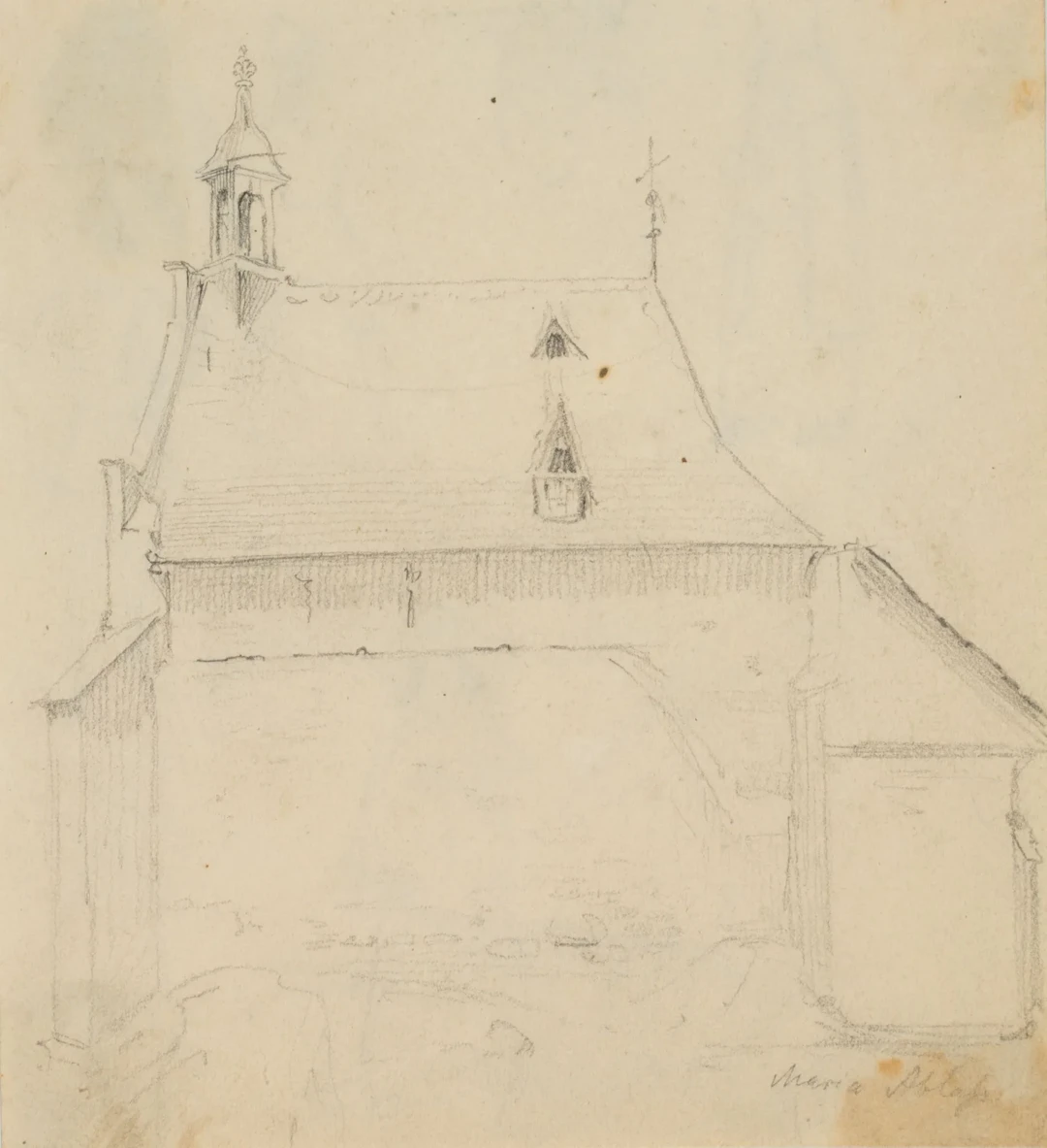 W. CAMPHAUSEN (*1818), Sketch of the side view of St. Maria Ablass