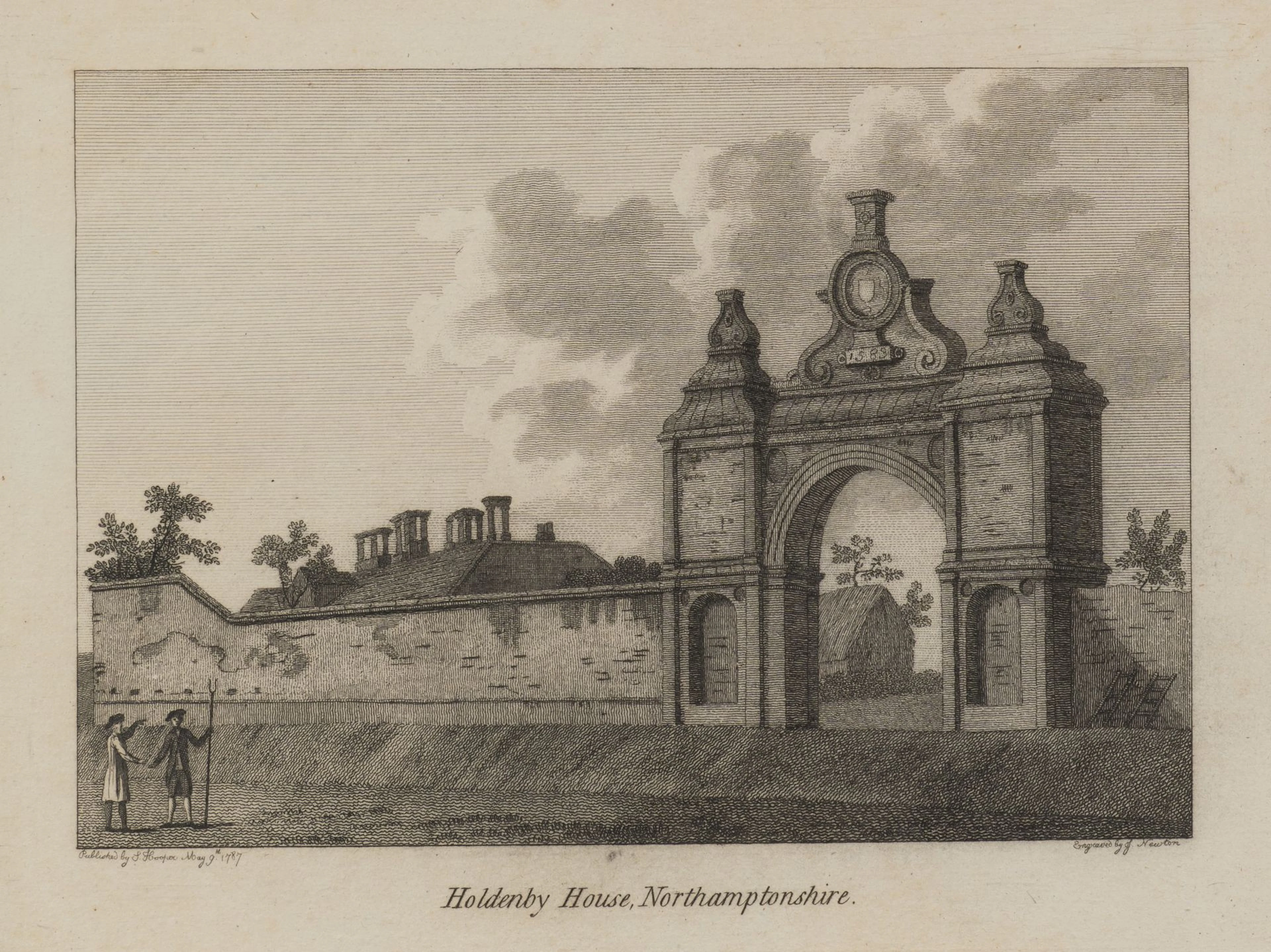 G. NEWTON (1795–1835), Gatehouse at Holdenby House, 1787, etching