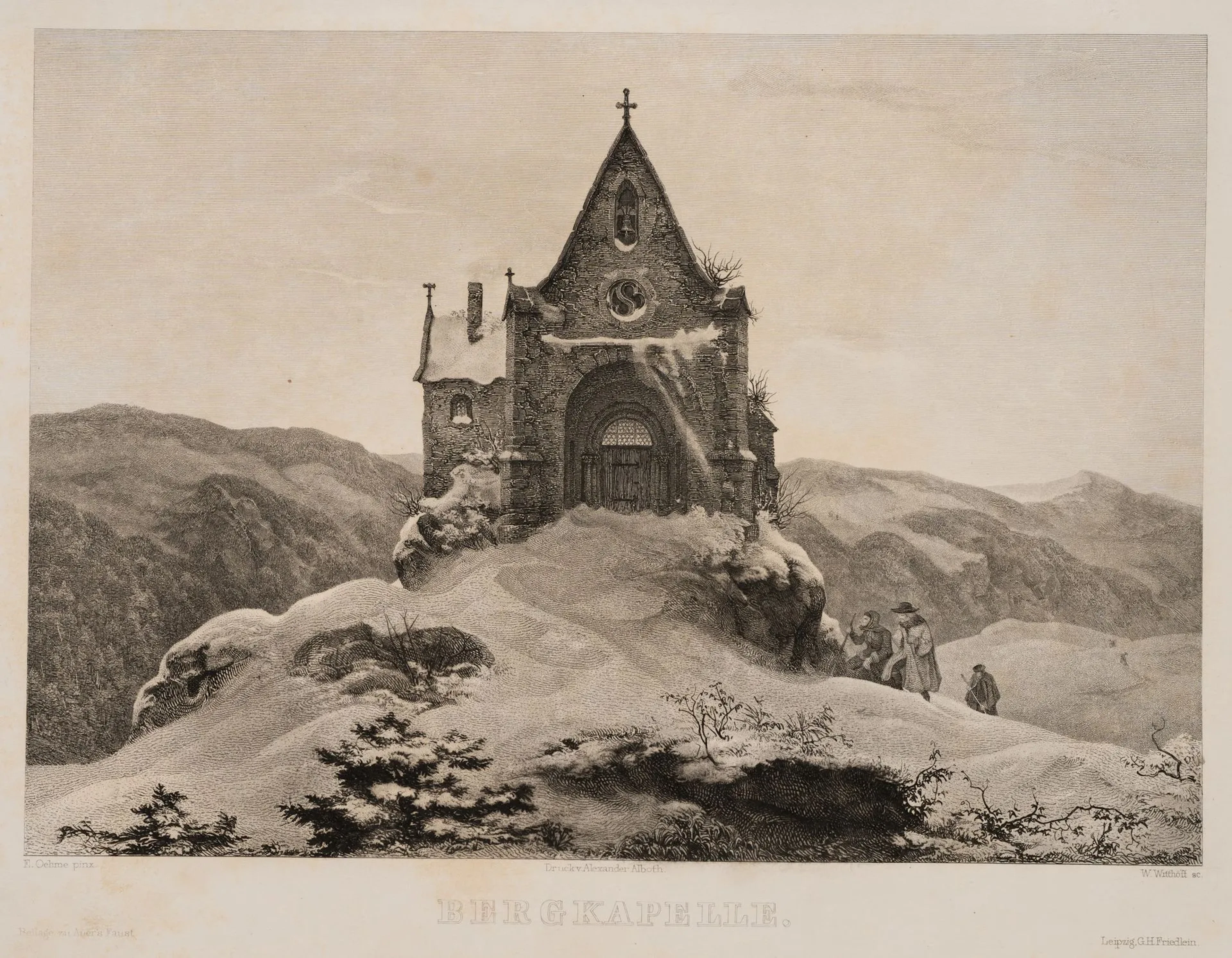 W. WITTHÖFT (*1816) after OEHME (*1797), Mountain Chapel in Winter
