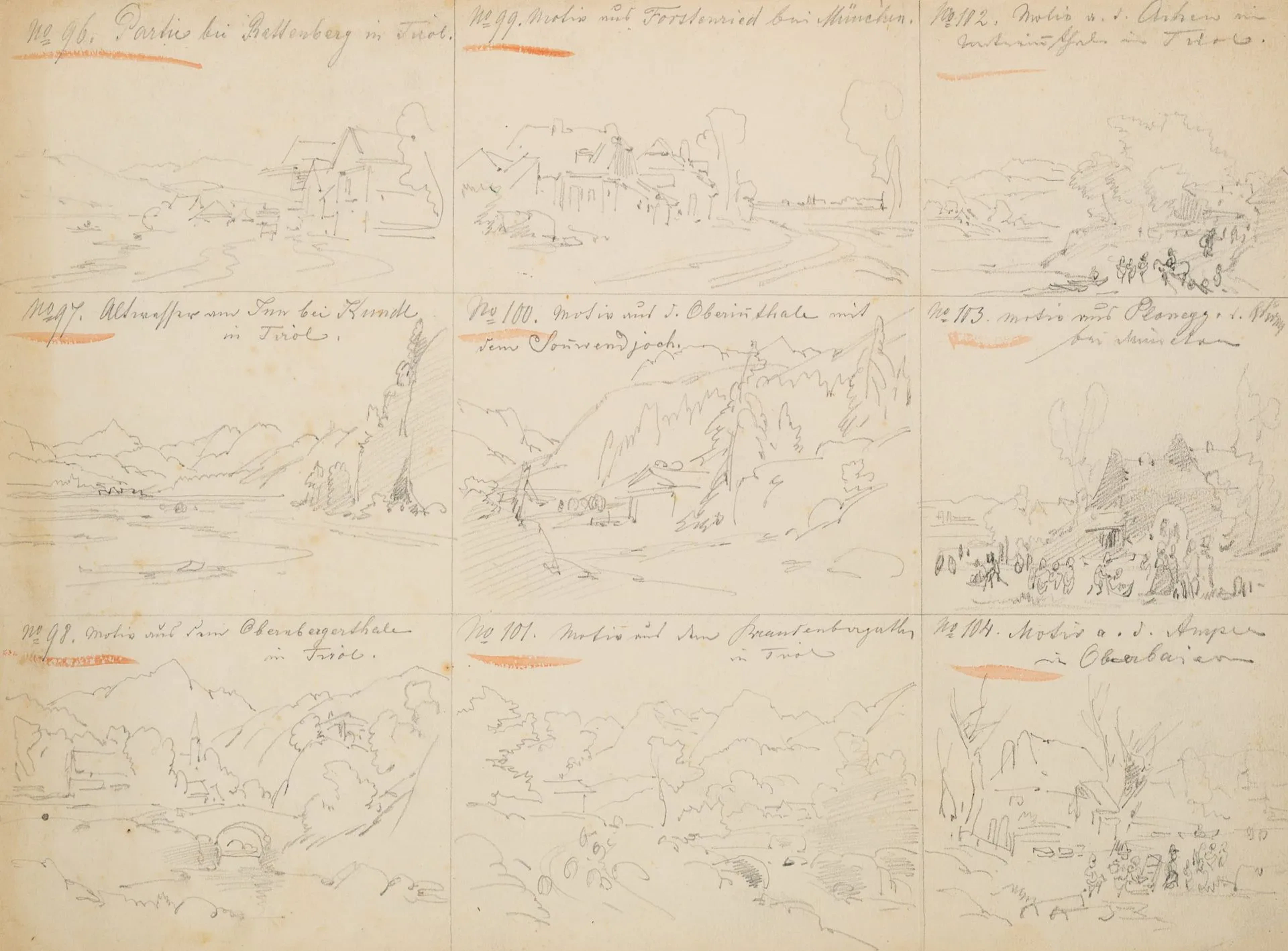 A. DOLL (1826–1887), A series of 9 images of mountain landscapes