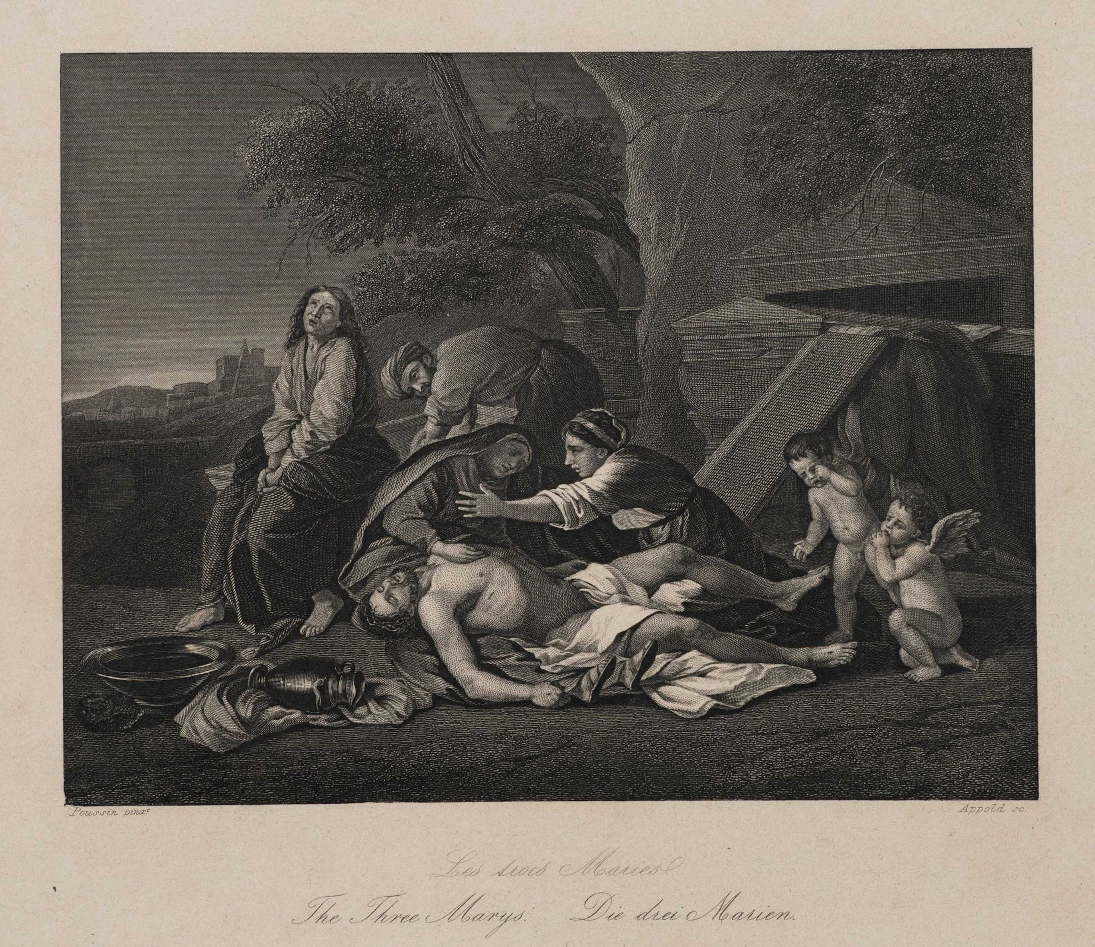 J. APPOLD (*1809) after POUSSIN (*1594), The Three Marys with Christ