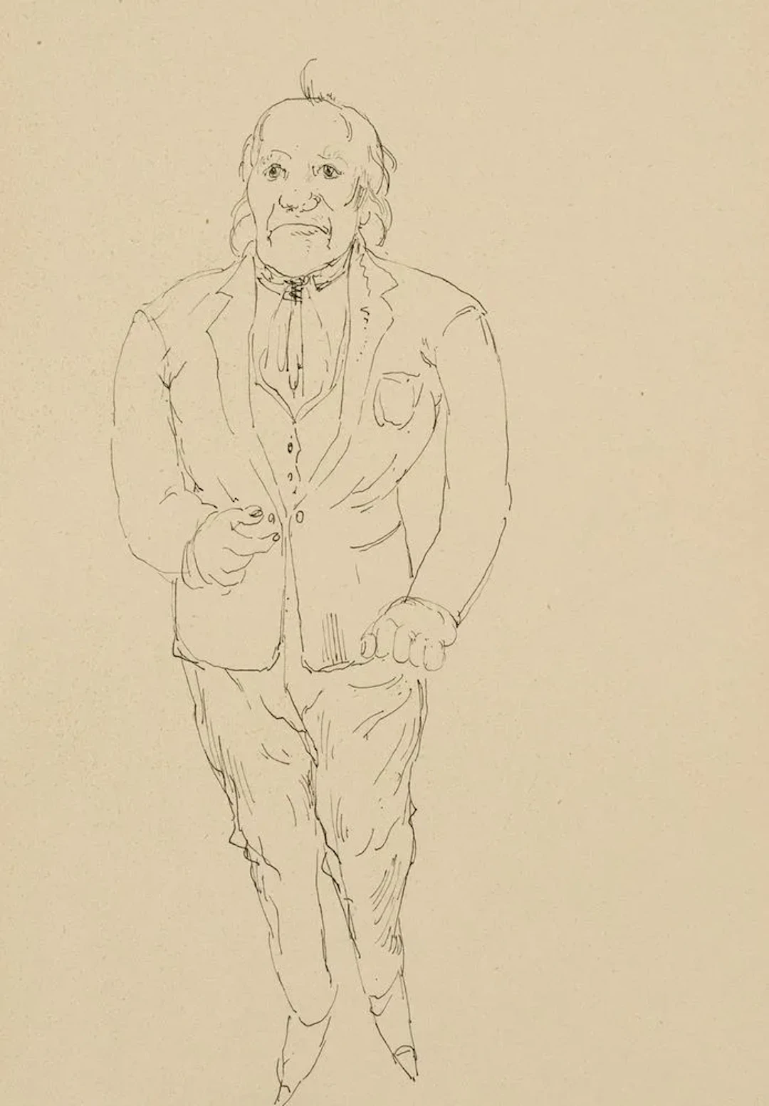 Unknown (20th), A man in a suit, Indian ink Unknown (20th century):